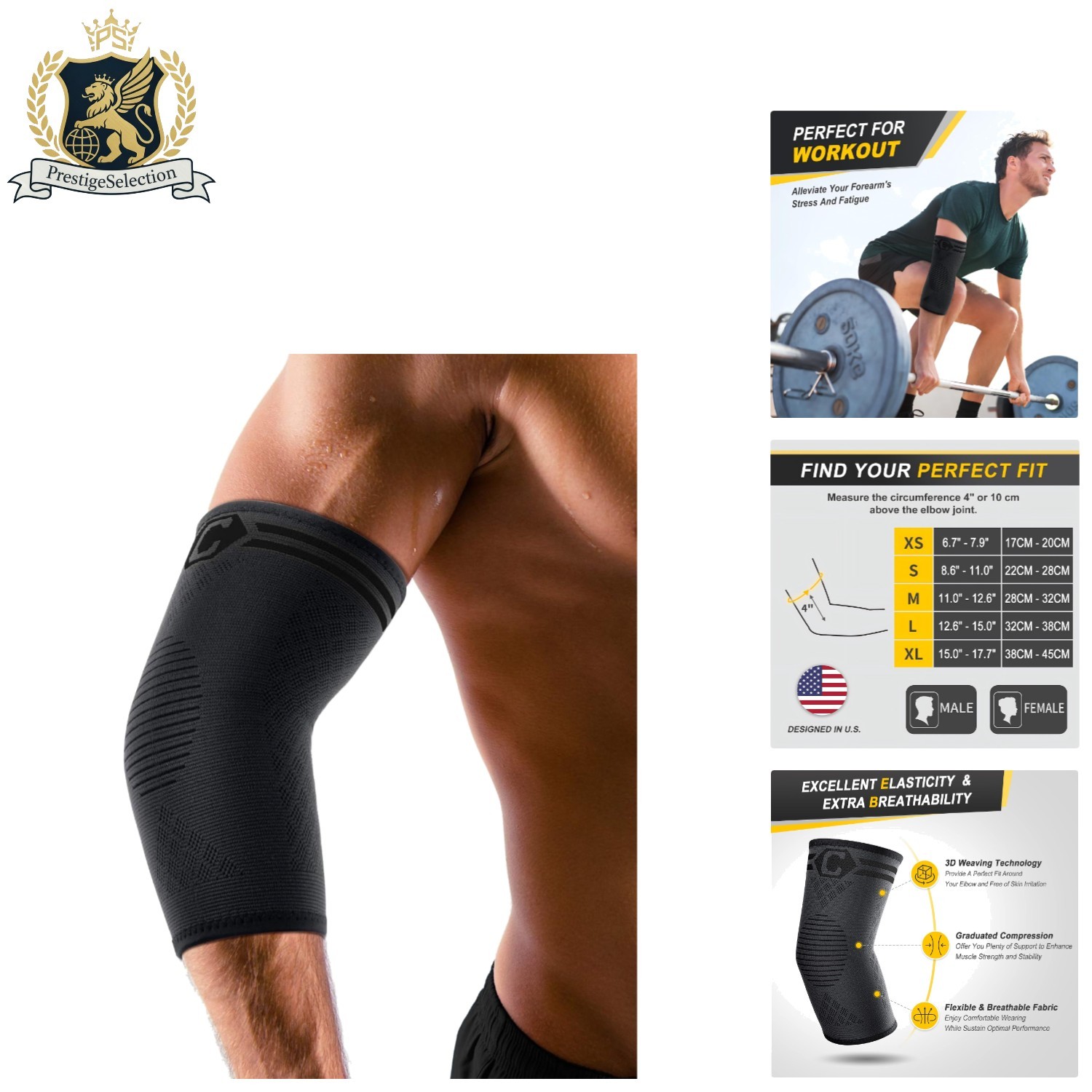 Lightweight 2-Pack Elbow Support Sleeves – Anti-Slip for Increased Performance
