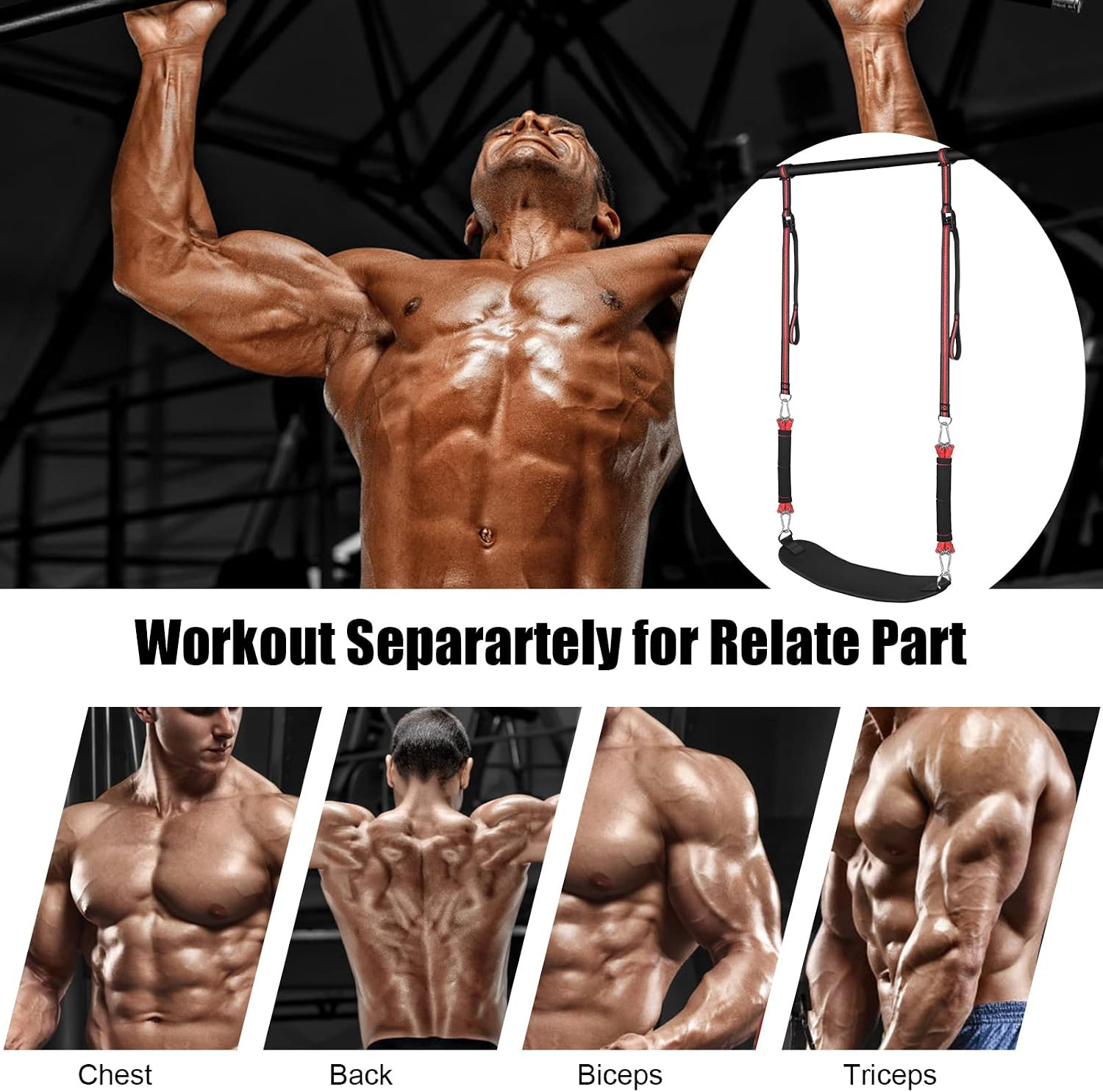 Pull Up Assistance Bands with Fabric Feet/Knee Rest, Heavy Duty Pull Up Resistan