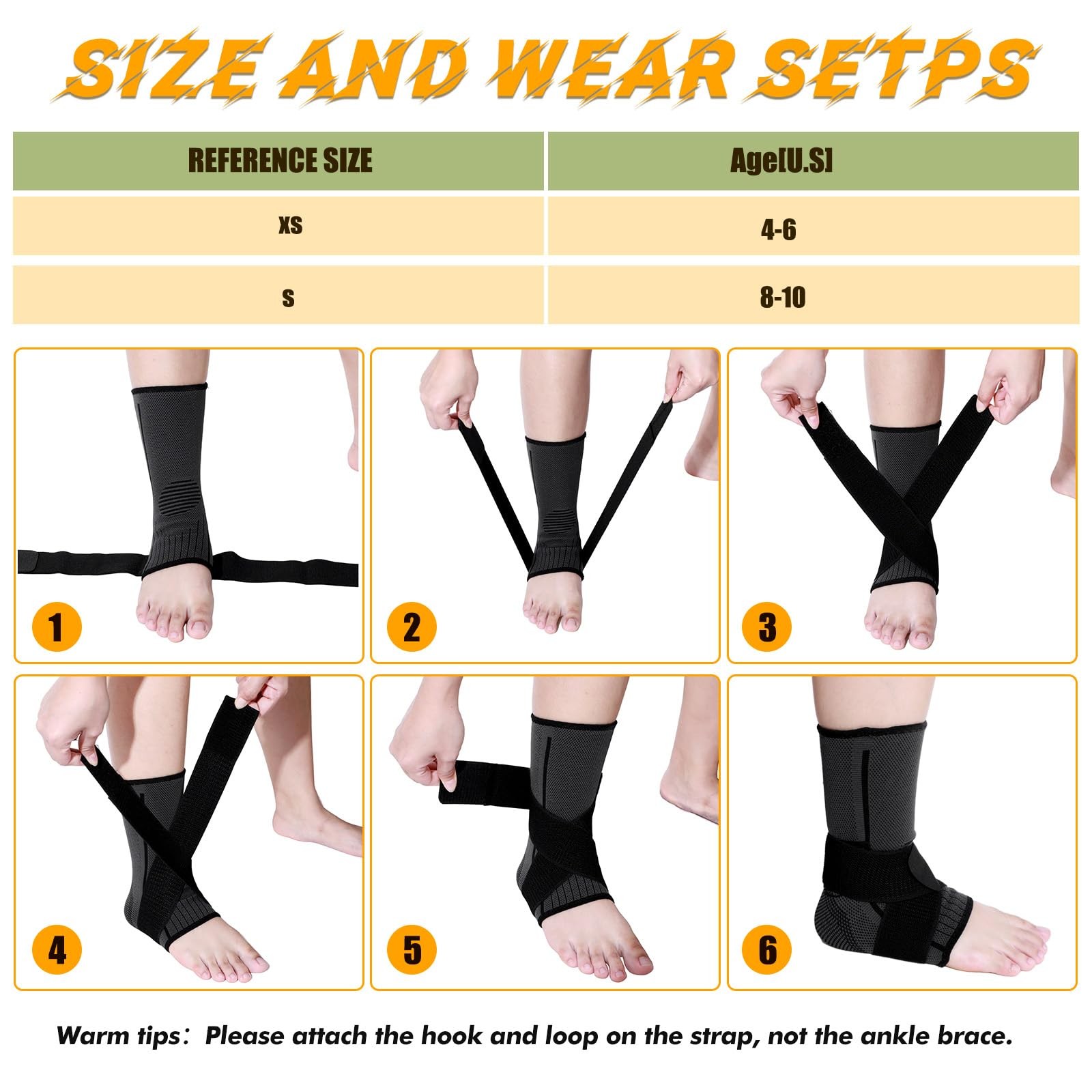 1 Pair Ankle Brace for Kids Compression Ankle Sleeves Adjustable Foot Support…