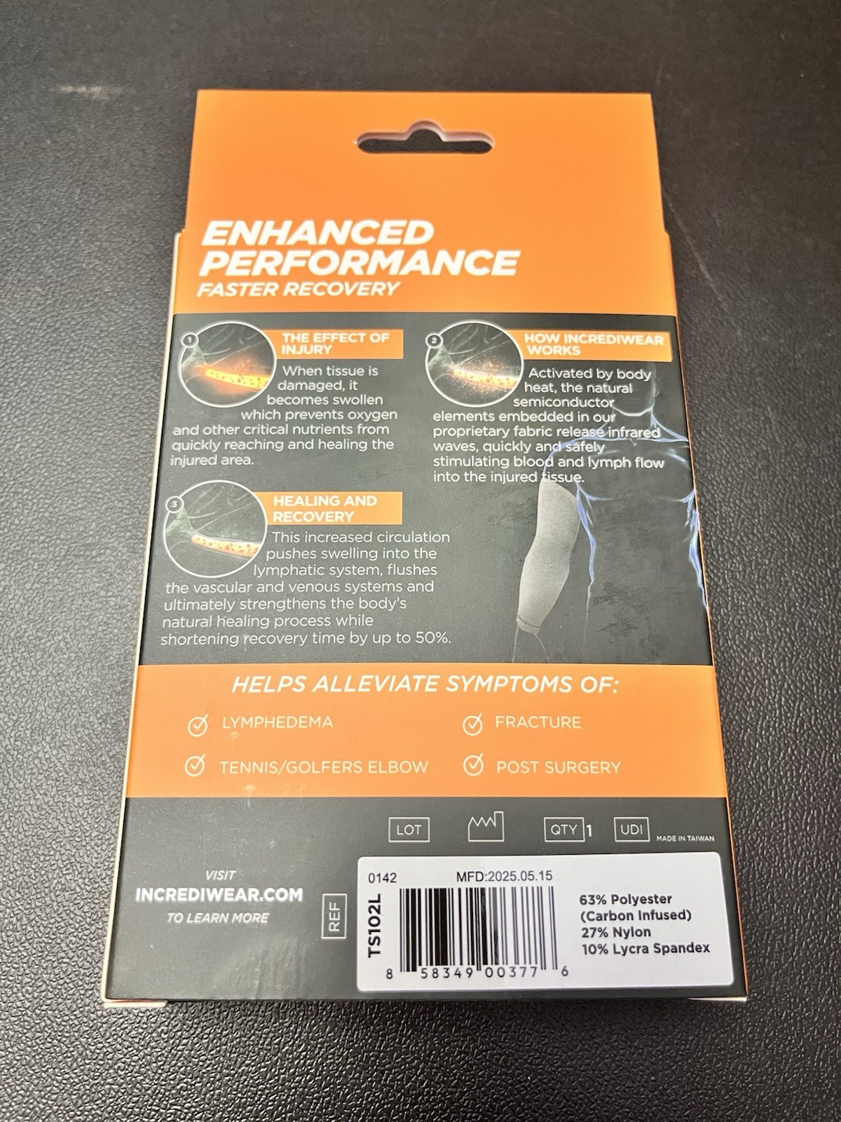 Incrediwear’s Arm Sleeve Size Large gray compression sleeve – used