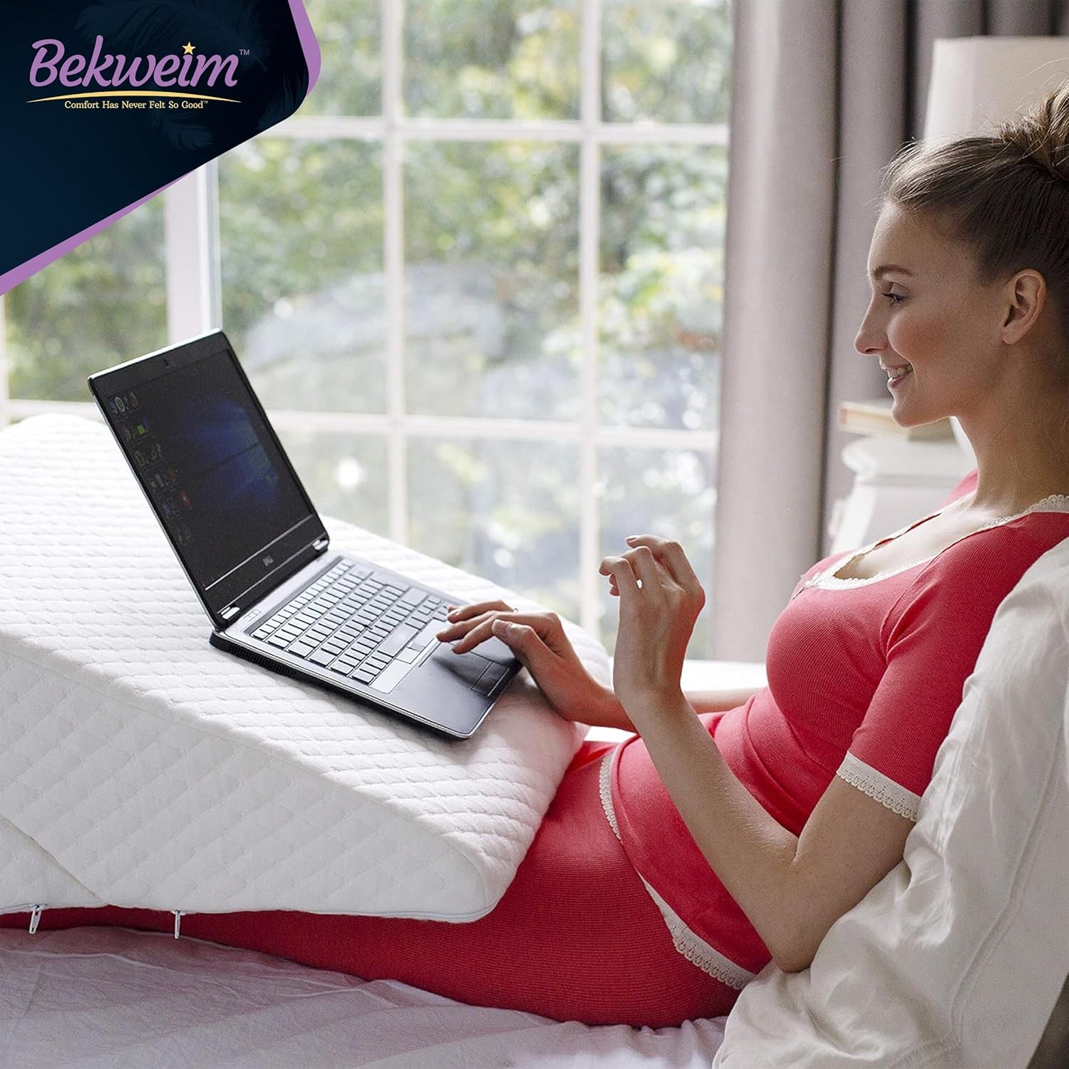 Adjustable Bed Wedge Pillow for Sleeping – Large, White