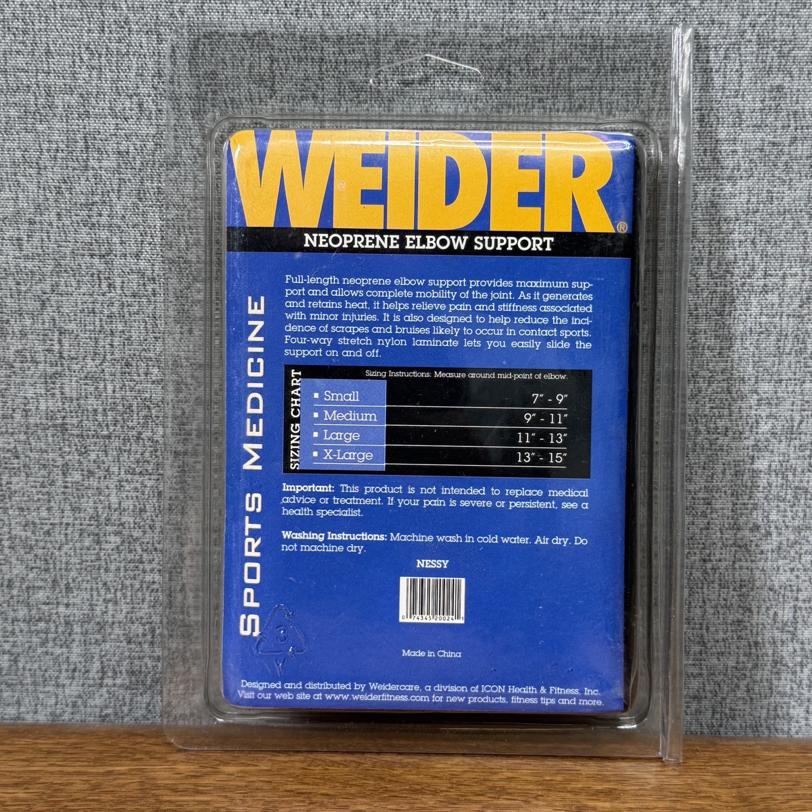 New Vintage Weider Fitness Neoprene Elbow Support Adult Size Small 7”-9”