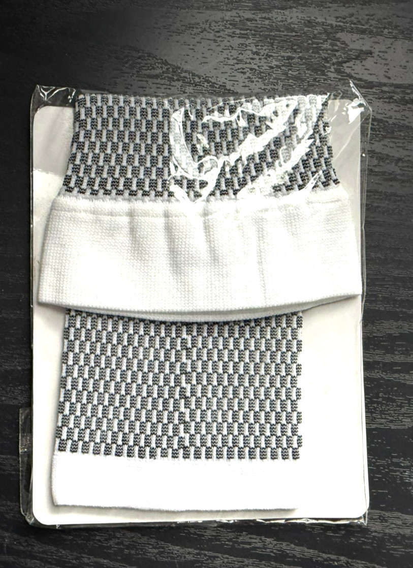 PCS 1 PLANTAR COMPRESSION SLEEVE White & Black Toeless SOCK L / XL NEW