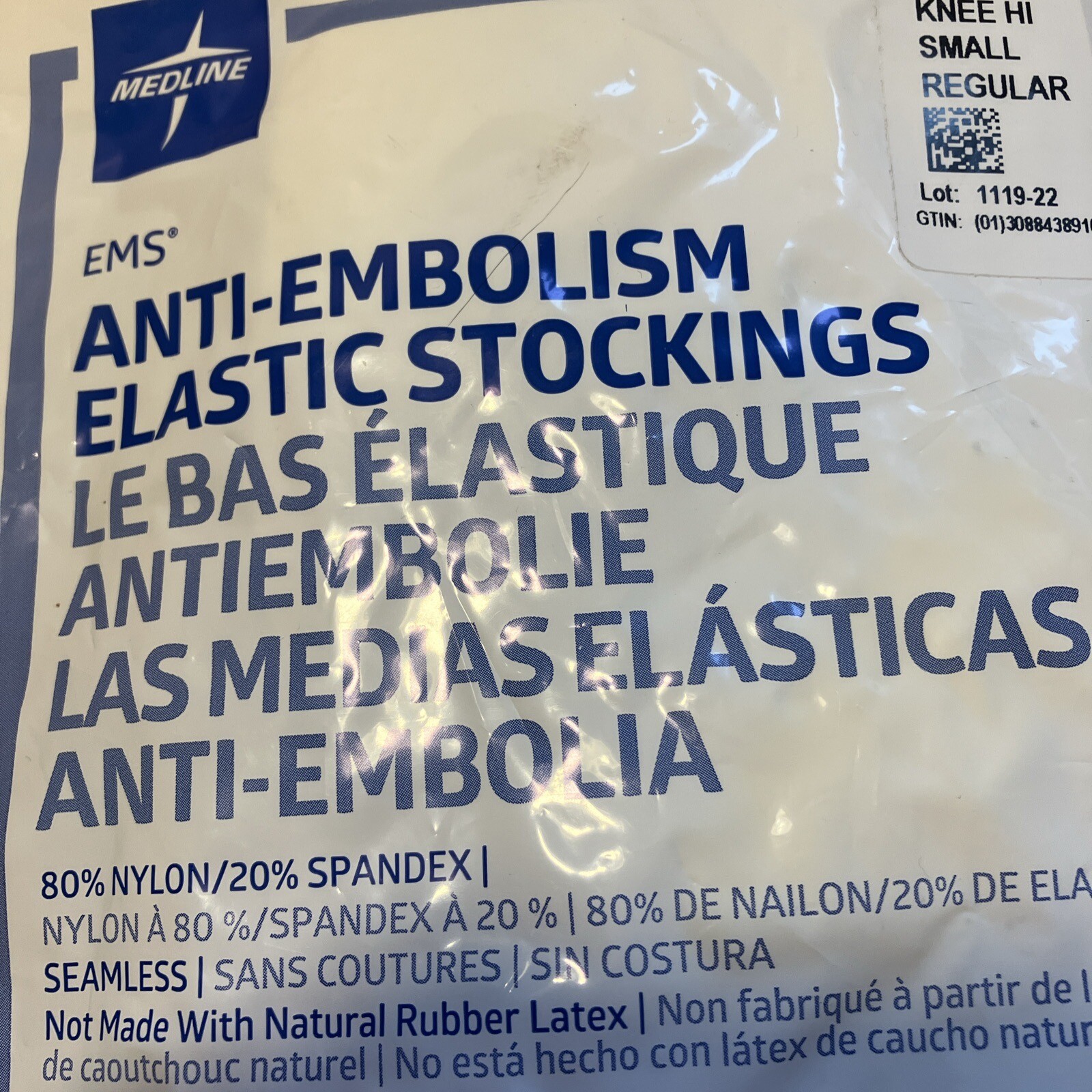 NEW Anti-Ebollism Elastic Stocking Medline Knee hi Small 10″-13″ Calf White
