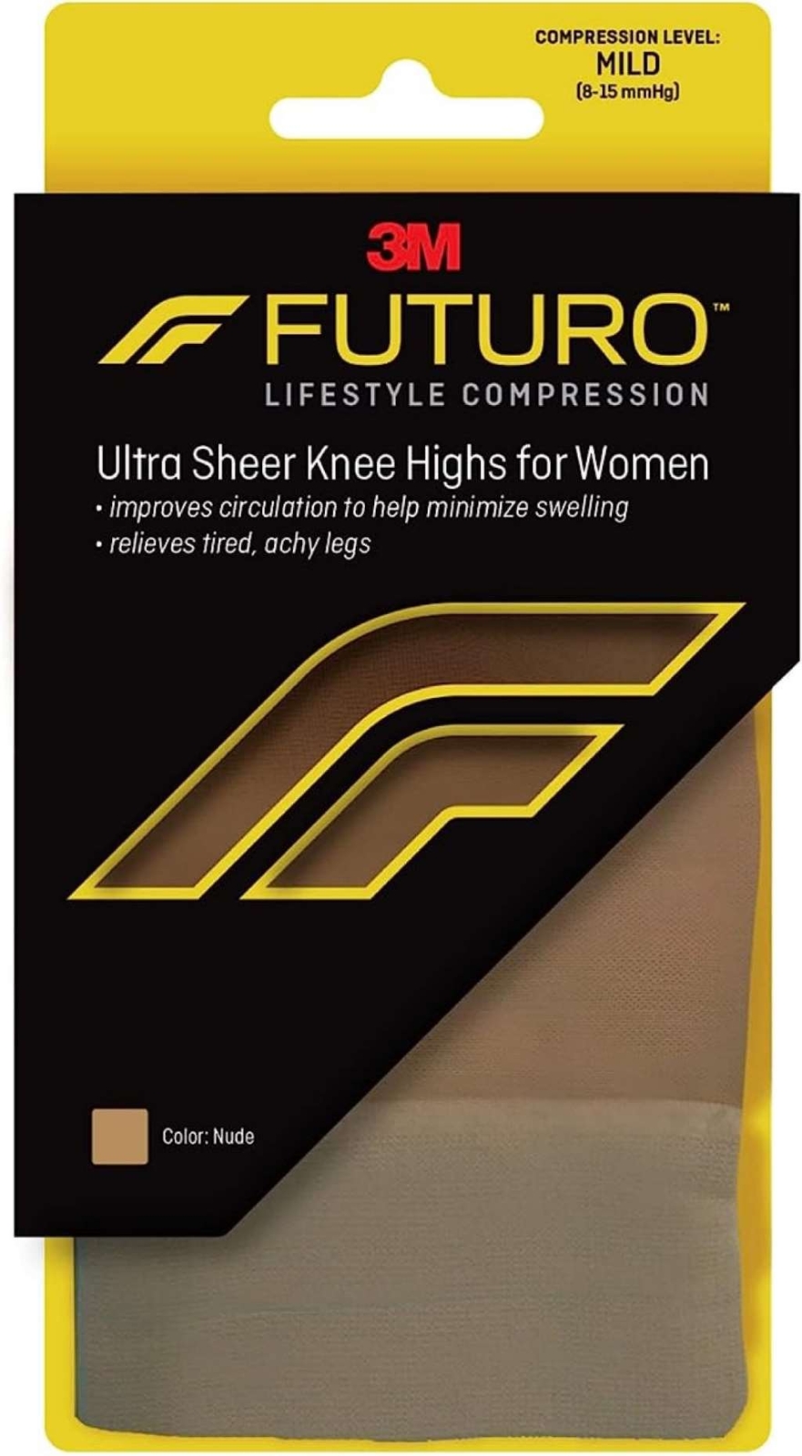 Futuro Large Energizing Ultra Sheer Knee Highs CT 8-15mmHg Nude