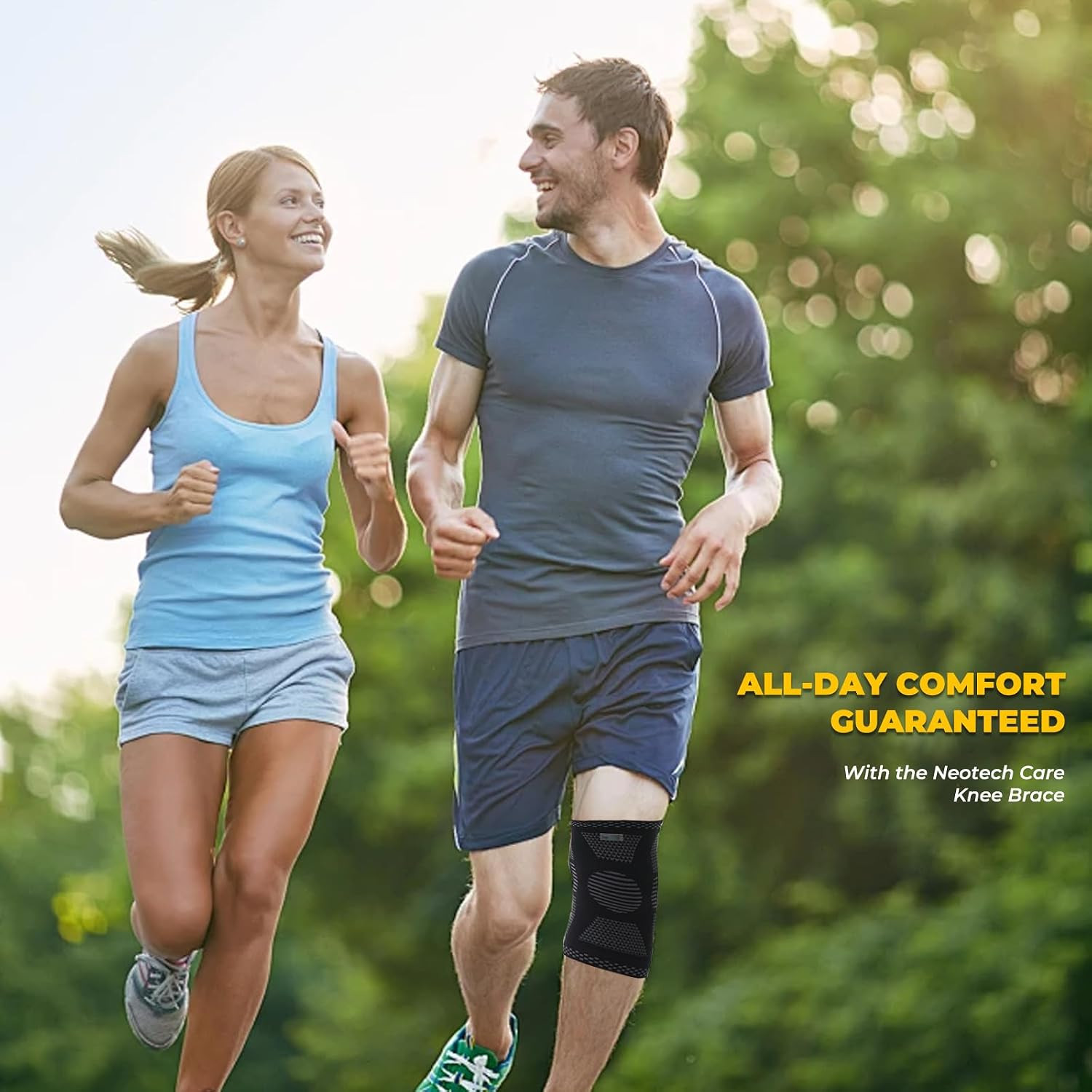 Knee Support Brace – Breathable – Men, Women, Right or Left (Black Color, Size M