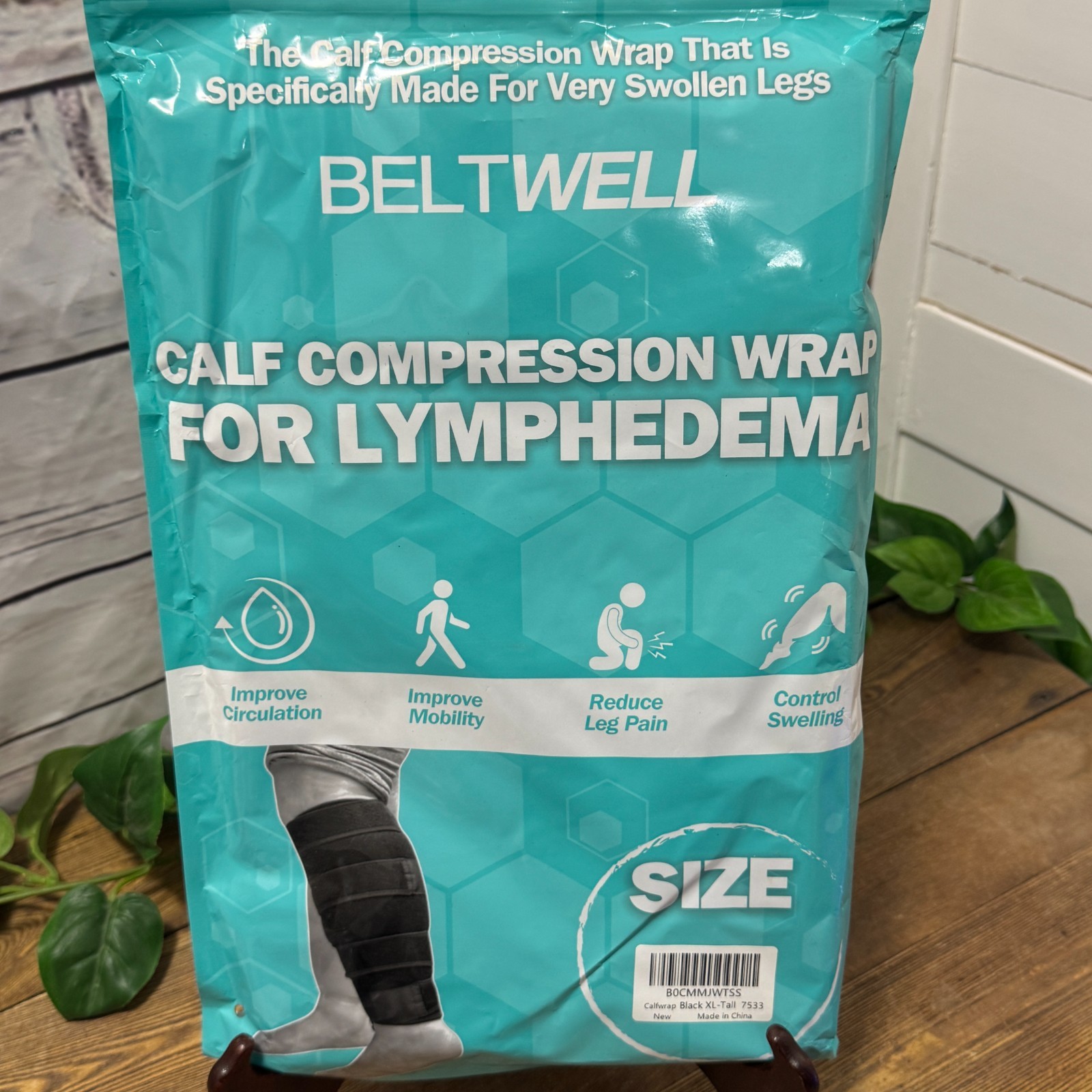 Beltwell Adjustable Calf Compression Wrap Lymphedema Circulation XL Tall Black