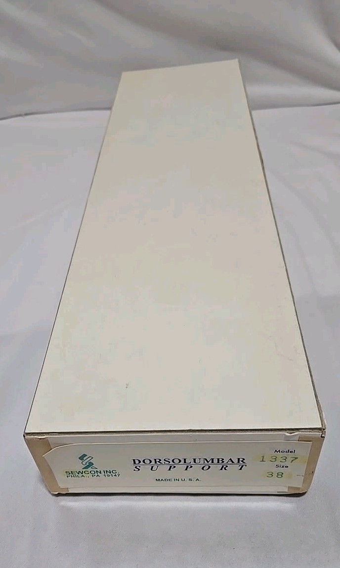 Vintage Sewcon Inc Dorsolumbar Support Model 1337 Size 38 Back Brace Support USA