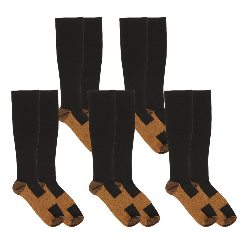 5 Pairs Copper Compression Socks 20-30mmHg Graduated Support Mens Womens S/M-XXL