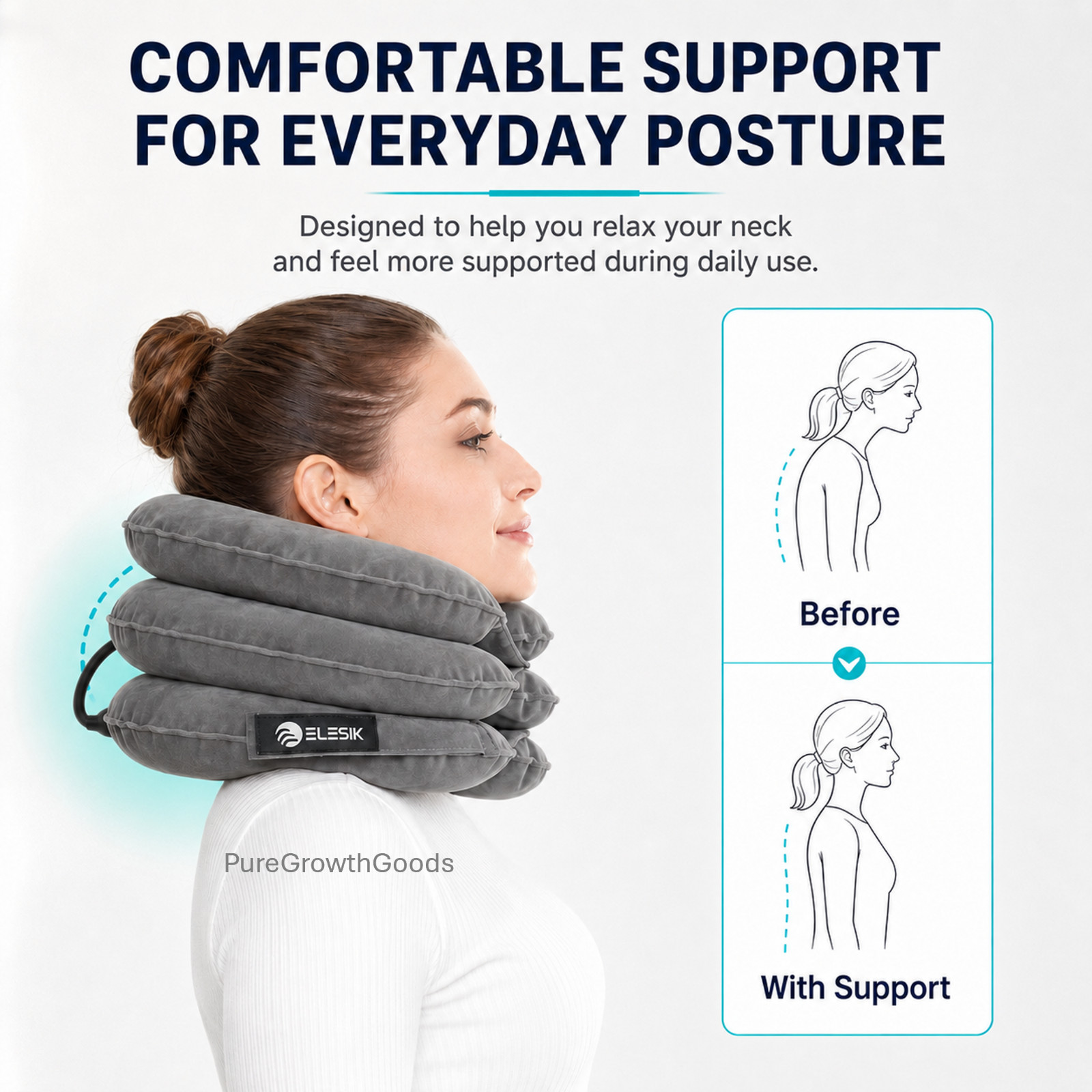 Neck Stretcher Cervical Traction Device Adjustable 3-Layer Neck Relaxer