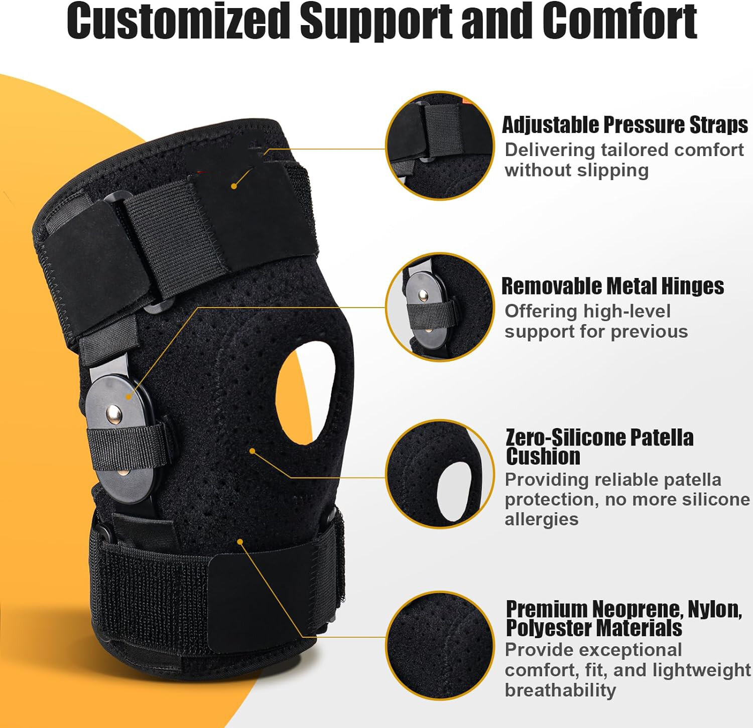 Hinged Knee Brace for Meniscus Tear: Adjustable Support For Pain Relief Sports