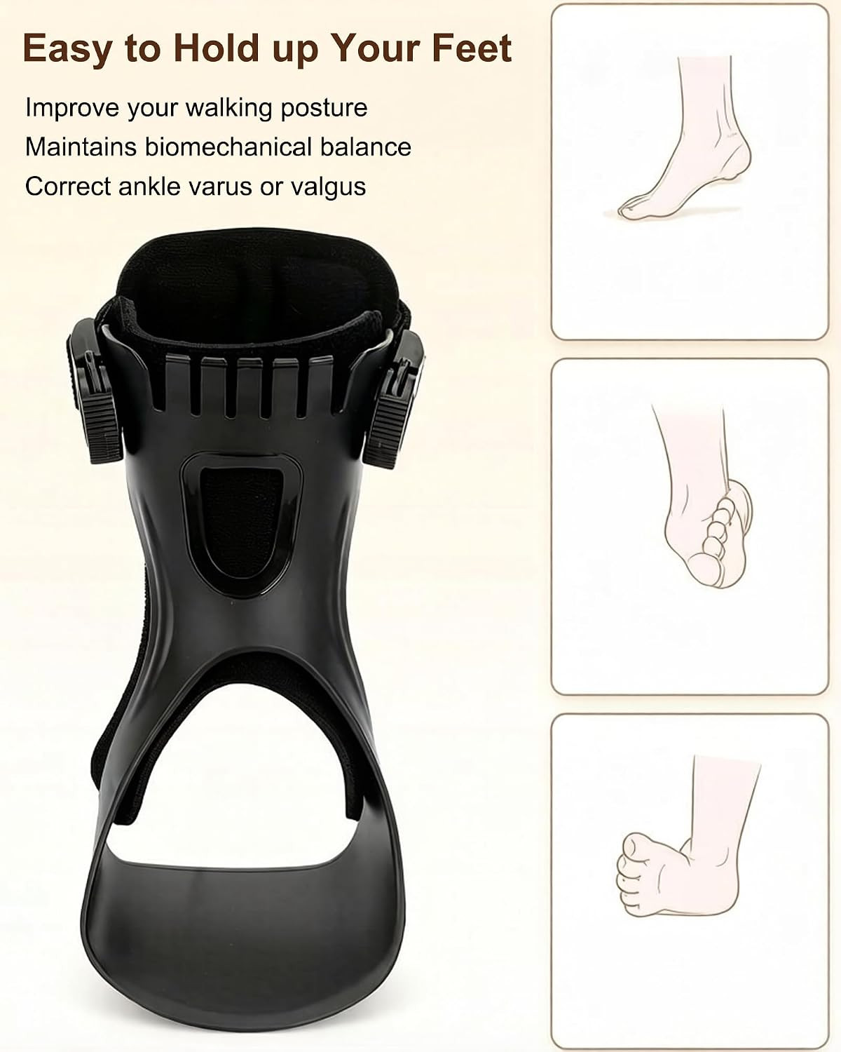 AFO Drop Foot Brace for Stroke Hemiplegia Varus Foot Improve Walking Gait, Effec