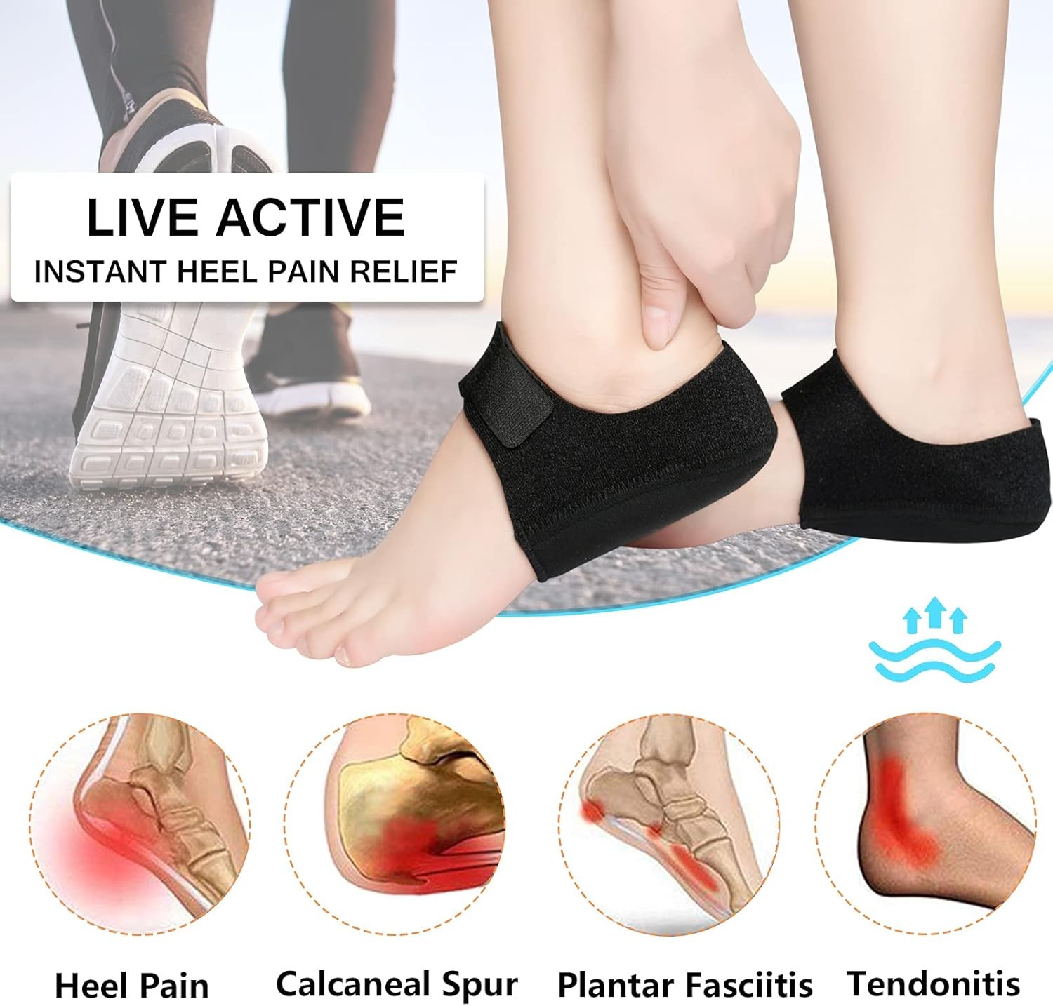 Gel Heel Cushion Support for Plantar Fasciitis Heel Pain & Achilles Tendinitis