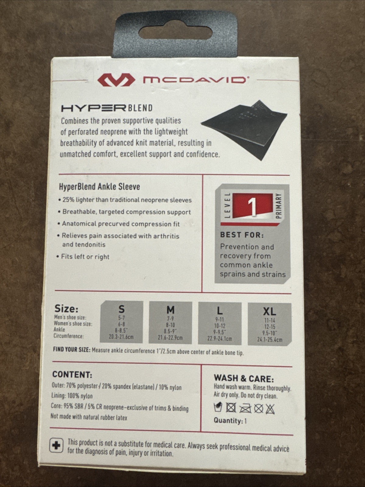 McDavid HyperBlend Ankle Sleeve Black Adult Large Level 1 – Brand New In Box