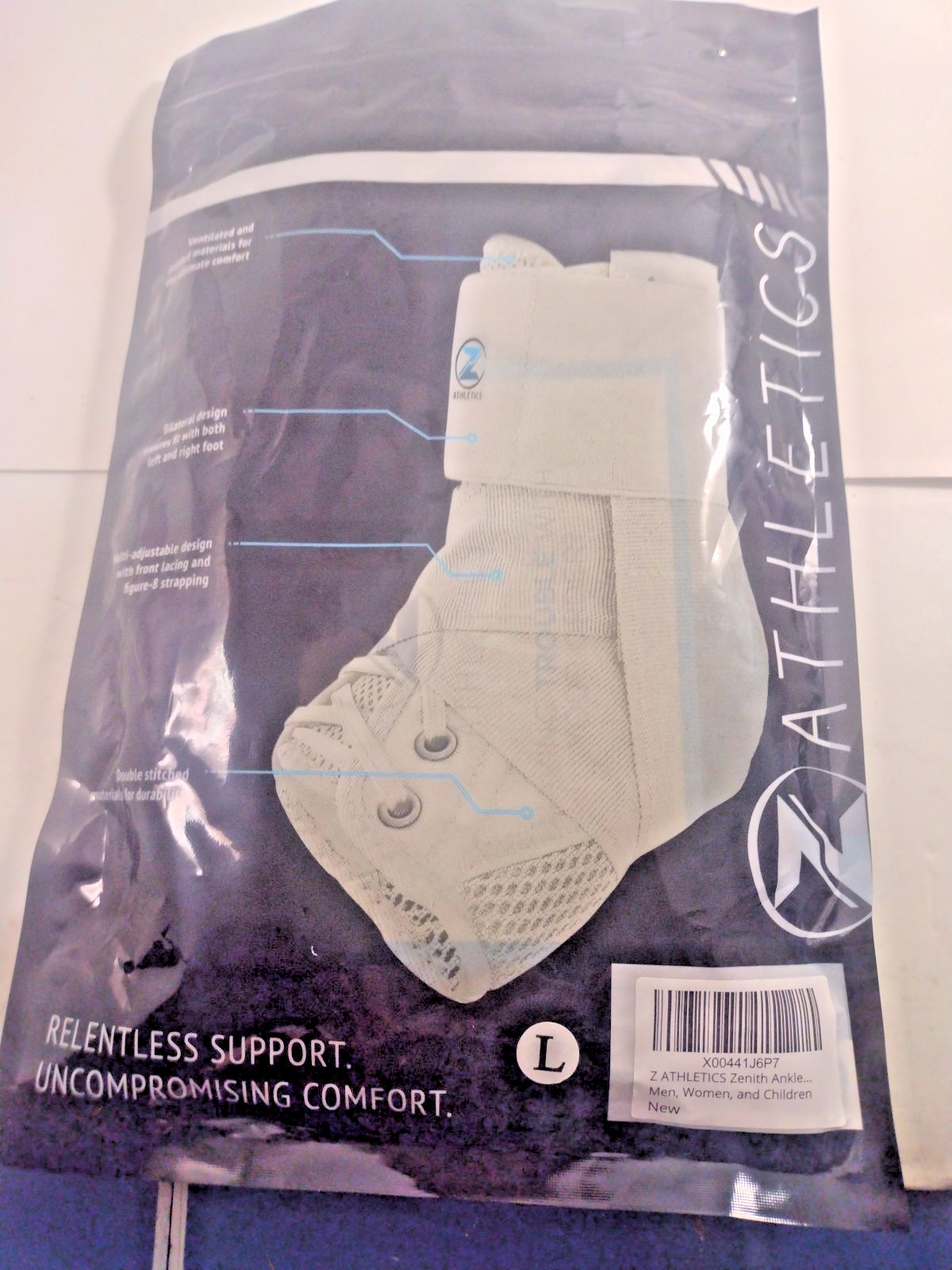 Z ATHLETICS Zenith Ankle Brace Lace up Adjustable Support Grey Large