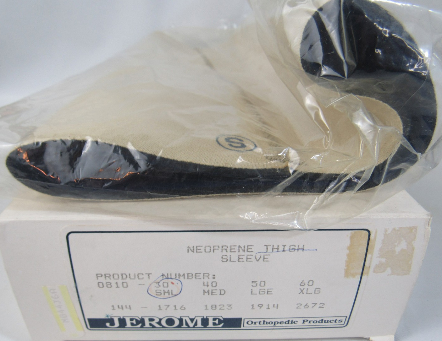 Jerome Neoprene Thigh Compression Sleeve Hamstring Quad Support Beige Size Small