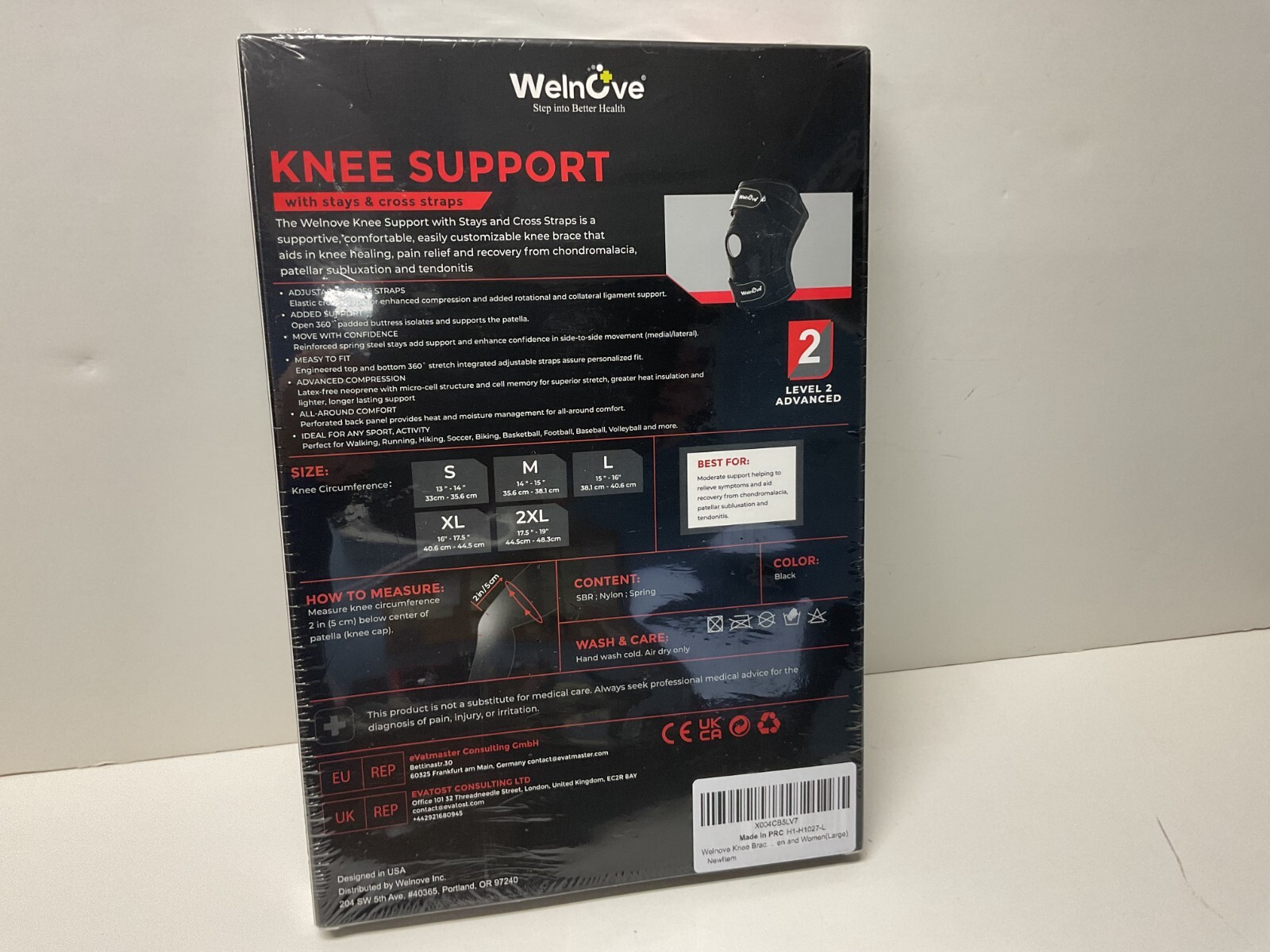 WELOVE Knee Brace Support & Compression – Cross Straps for Stability – Large-NEW