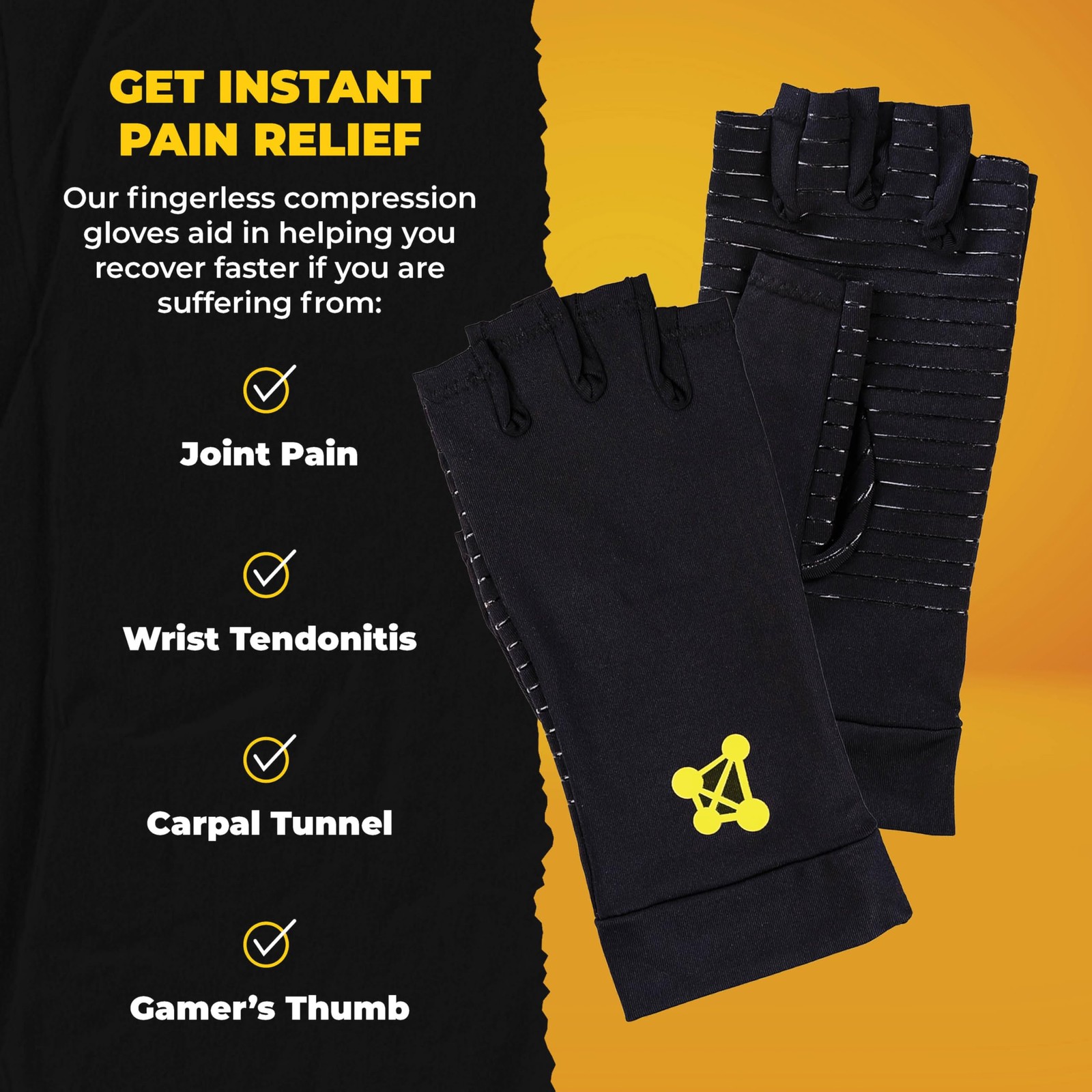 CopperJoint Fingerless Compression Gloves Copper-Infused Designed Support SMALL