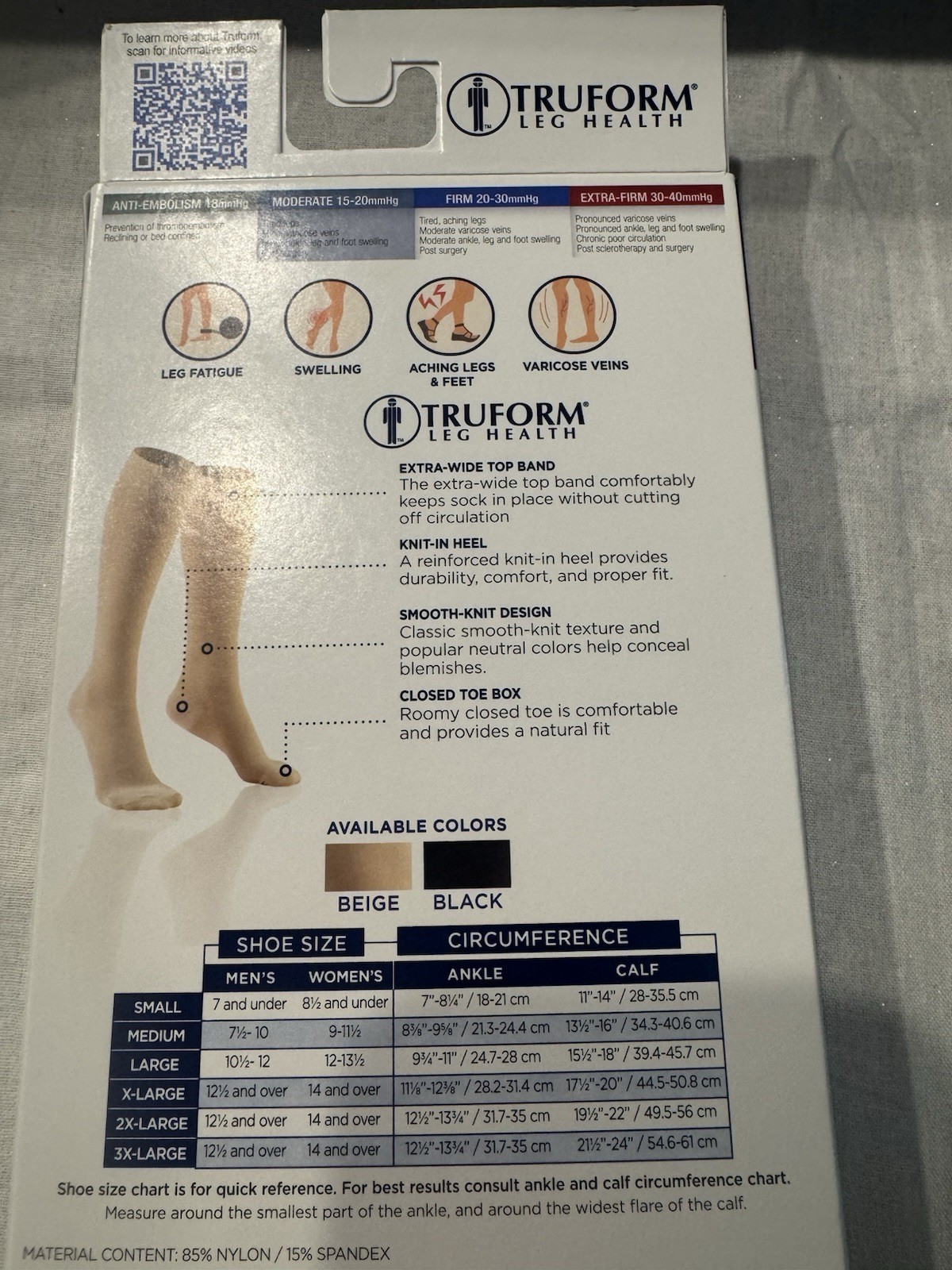 Truform 8875 Below Knee Medium Compression Stockings 15-20 mm Hg Beige
