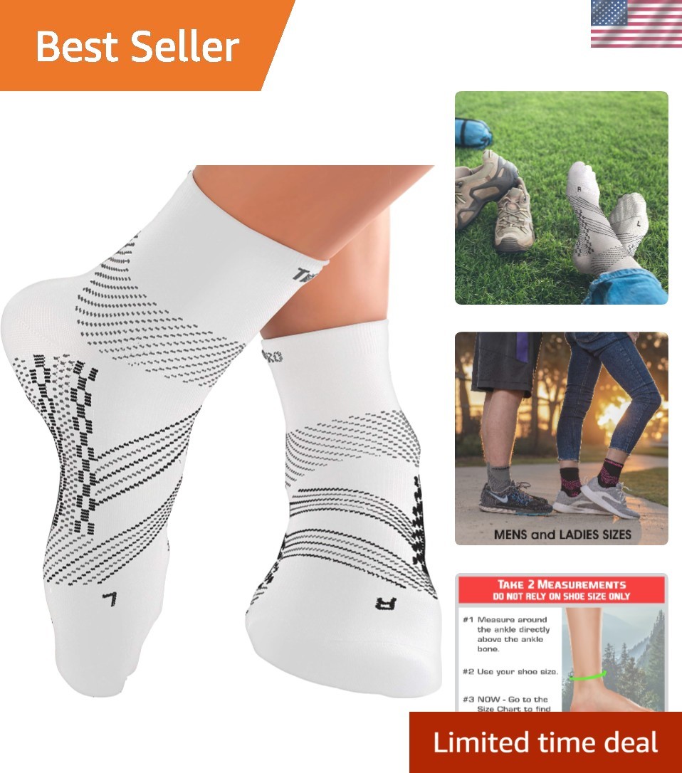 Ankle Compression Socks for Plantar Fasciitis – Men & Women, Medium Size