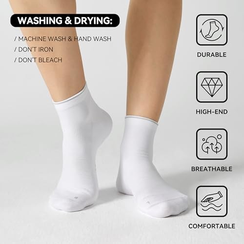 2/5 Pairs Ankle Compression Socks for Men and Large-X-Large White (5 Pairs)