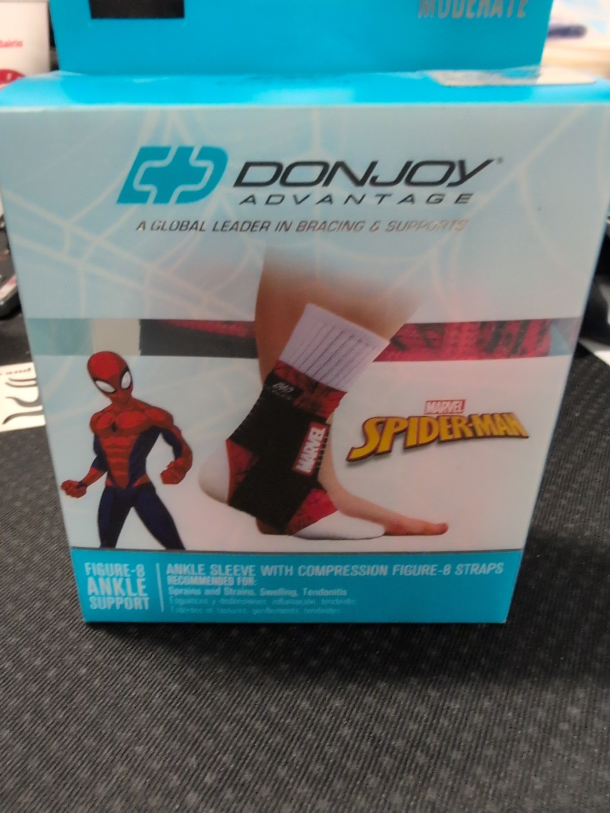 DonJoy Spider Man Ankle Sleeve Brace Figure 8 Support Moderate NWT