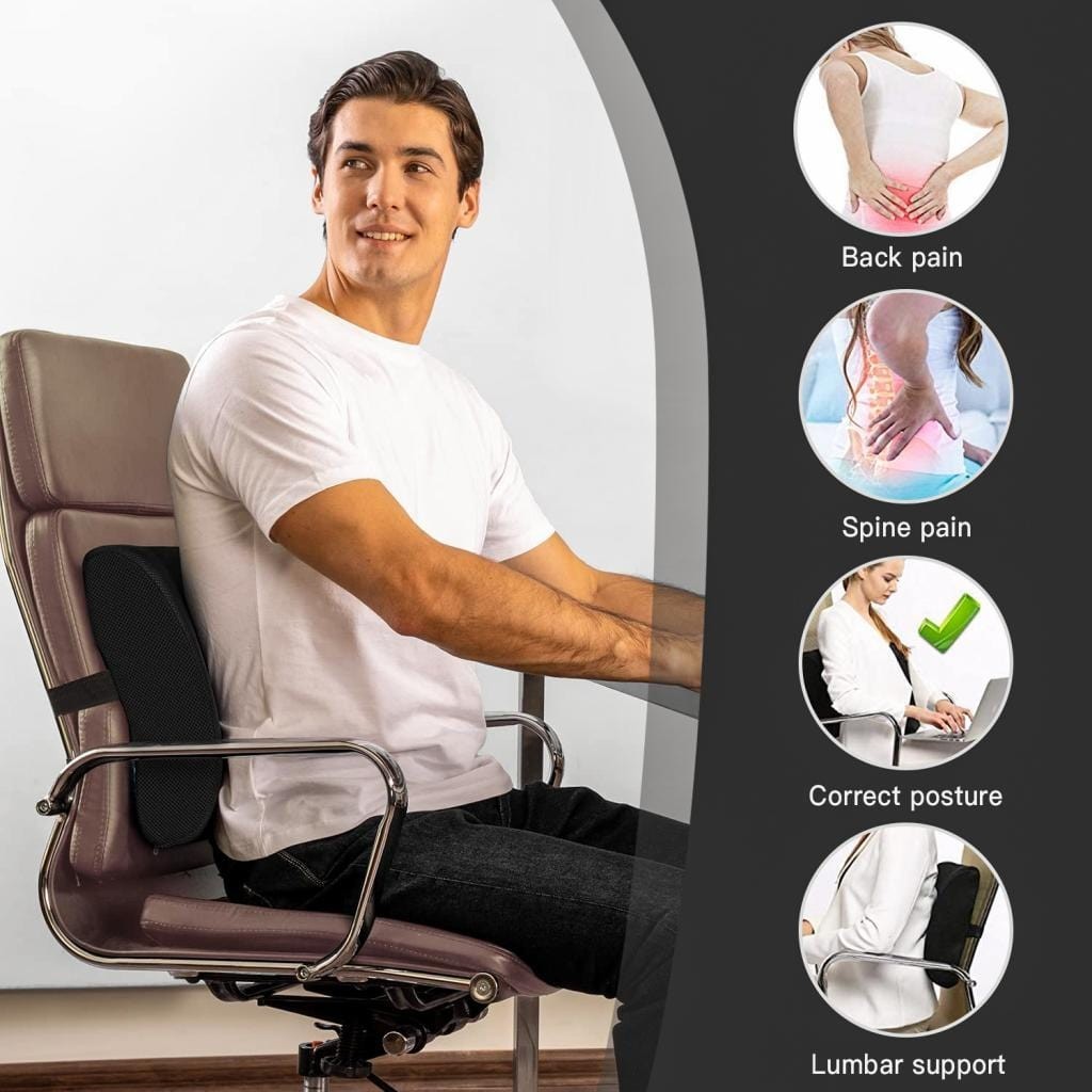 Memory Foam Lumbar Support Cushion Back Pillow Pain Relief Office Chair Car Seat