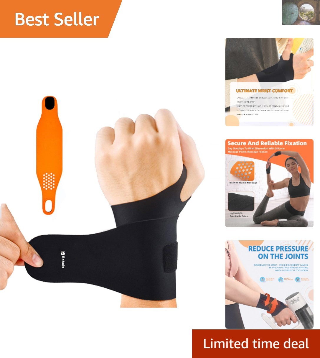 Lightweight Adjustable Wrist Brace for Carpal Tunnel Relief – Fits Both Wrists