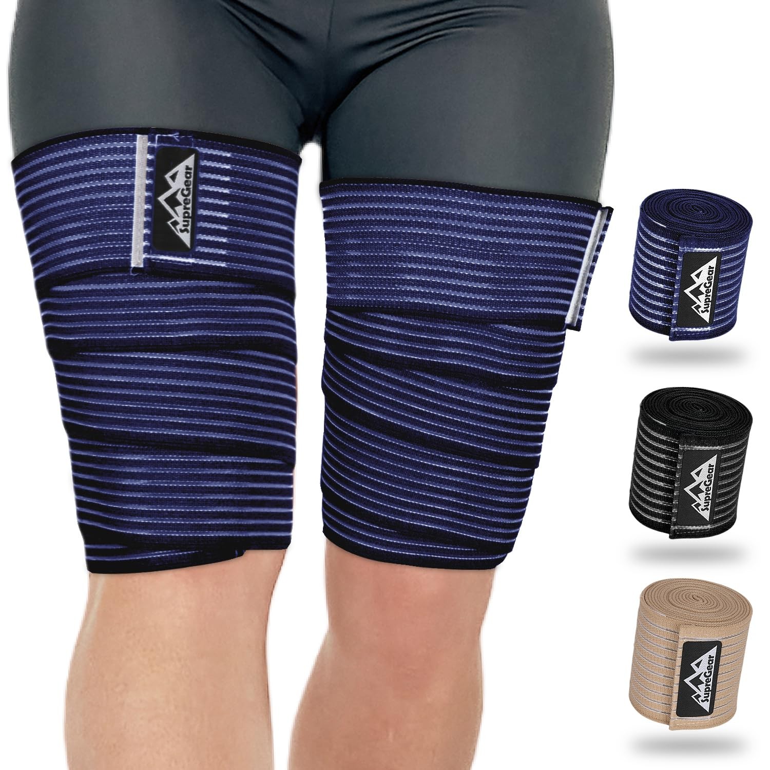 supregear 2 Pcs Hamstring and Thigh Compression 200 cm/79 in, Dark Blue