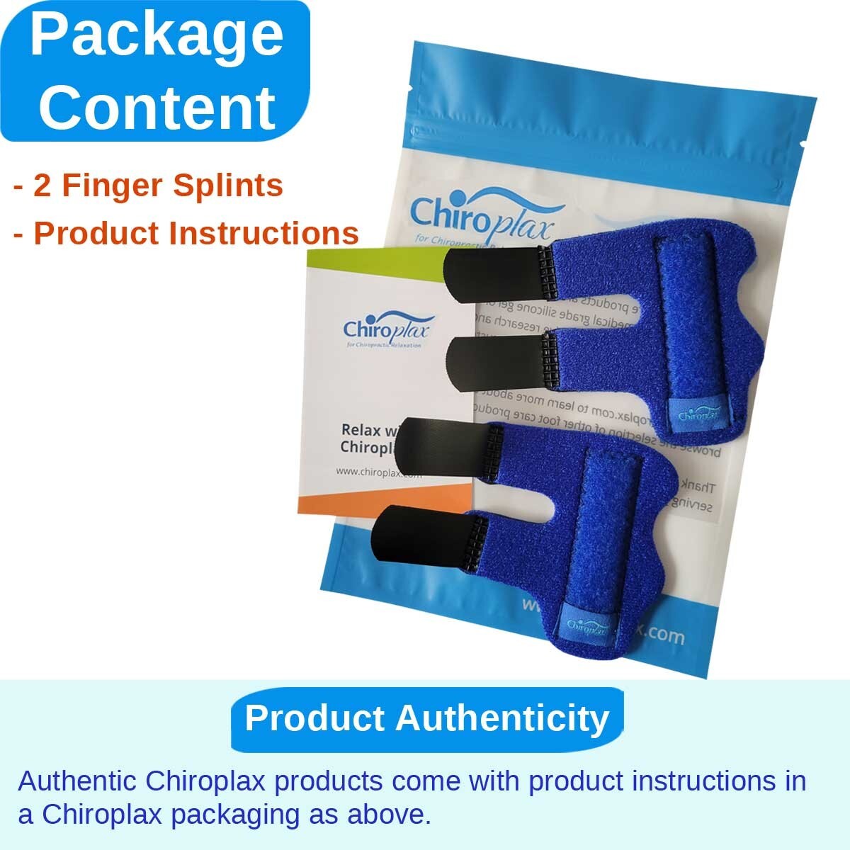 Chiroplax Trigger Finger Splint Wrap Support Brace Broken Straightener (2Pack)