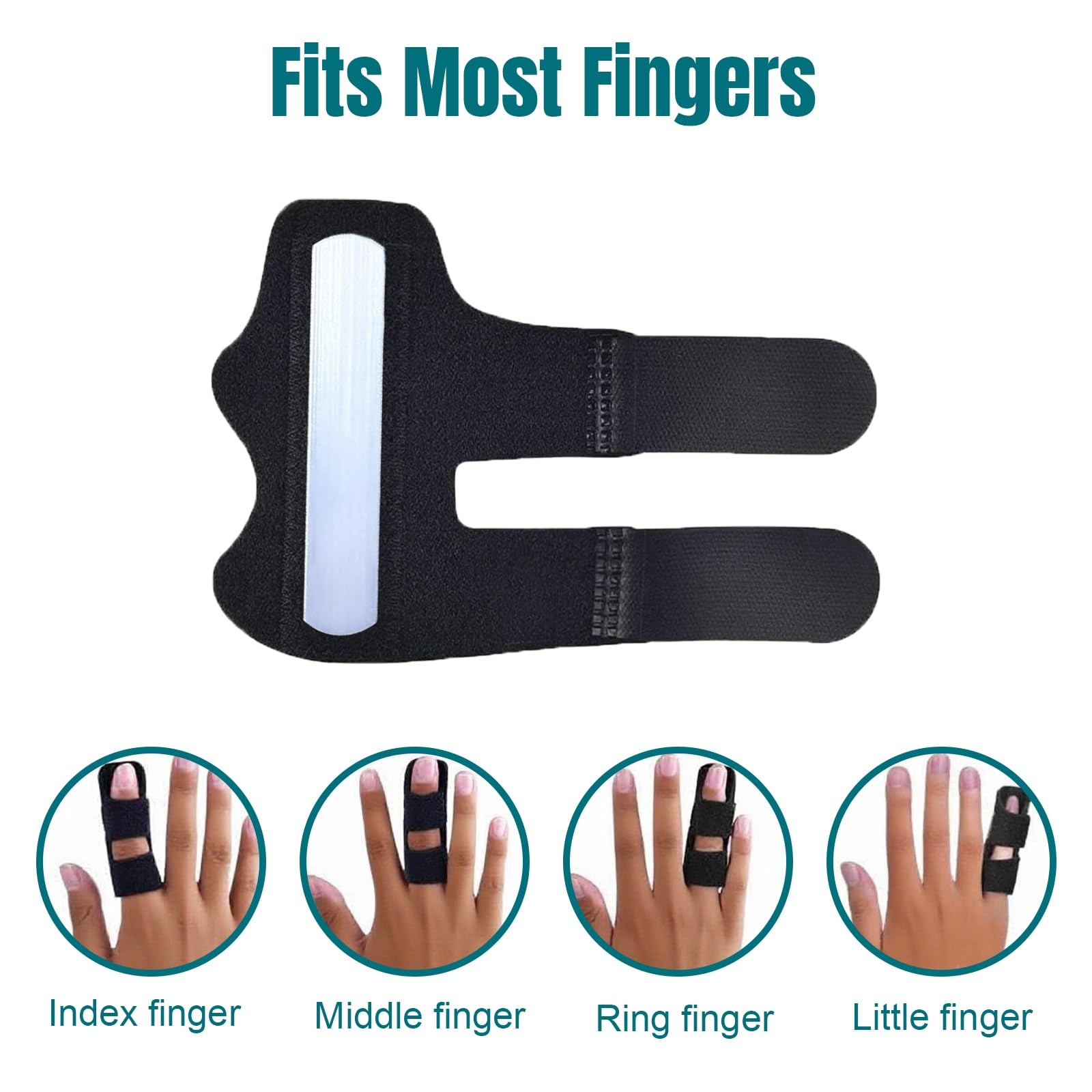 Finger Splint Brace 2 Pack Black Trigger Adjustable