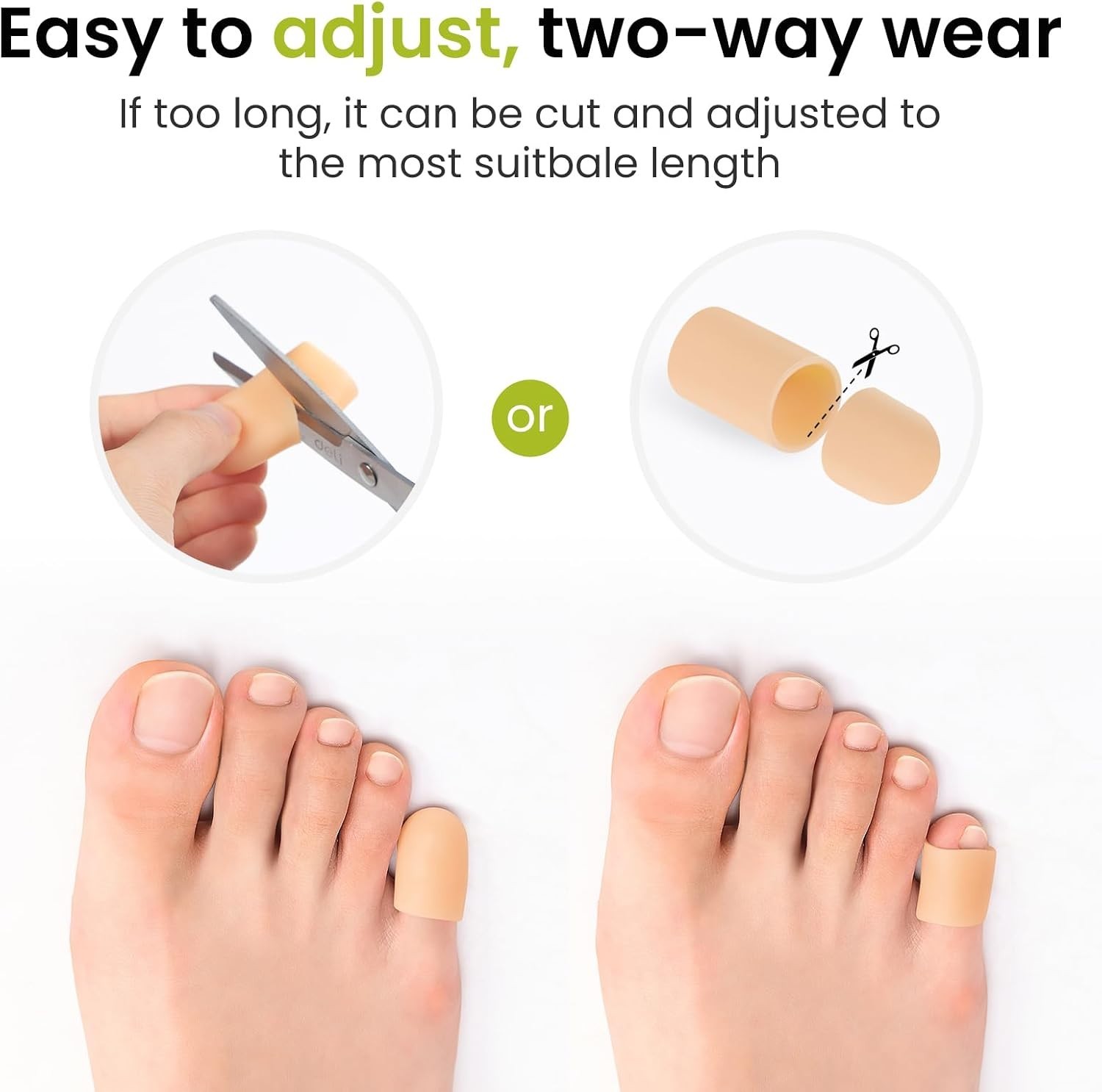 Adjustable Pinky Toe Caps – 8 Pcs Silicone Protectors for Running and Comfort