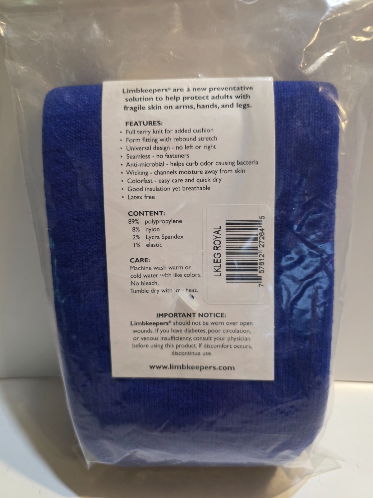 LIMBKEEPERS Non-Compression Protective Leg Sleeves (One Size) BLUE – Made USA