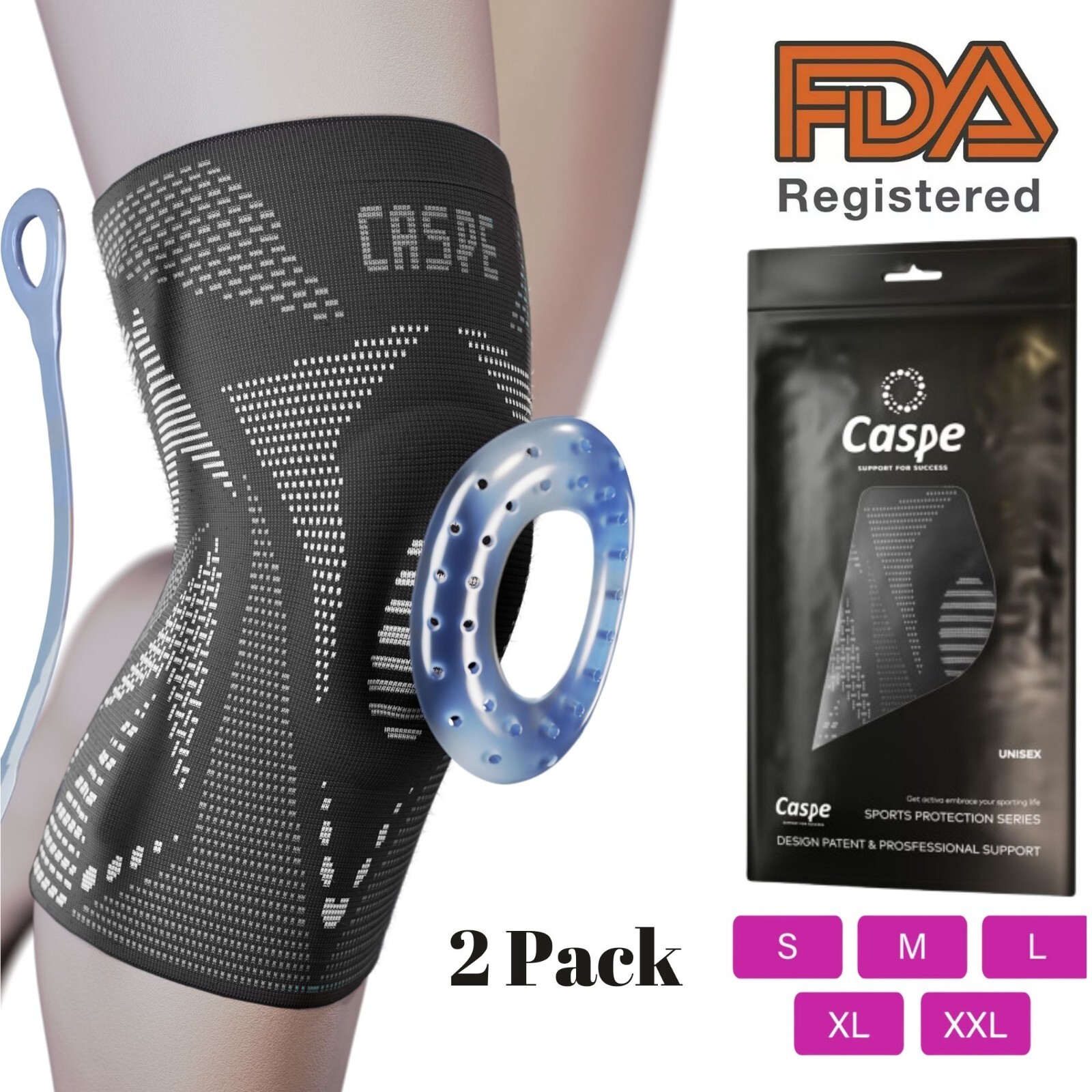 Caspe 2 Pack Knee Brace Knee Joint Brace Support Arthritis Relief Gifts for Men