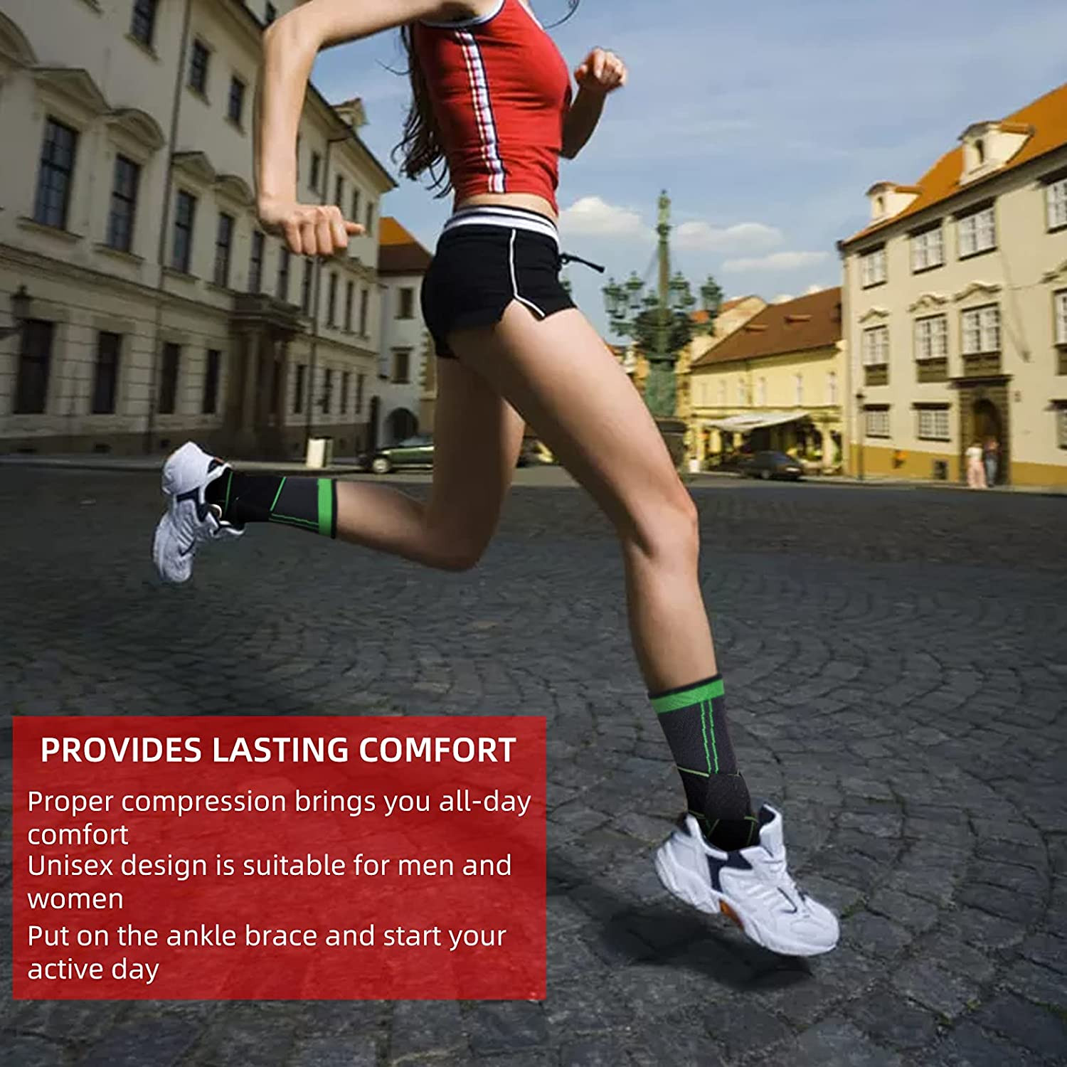 Ankle Support Brace, Breathable Ankle Compression Sleeve with Adjustable Wrap,El