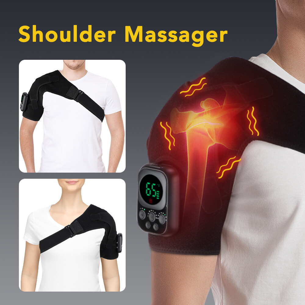 Electric Cordless Heated Shoulder Brace, Shoulder Heating Pad Wrap with Massage