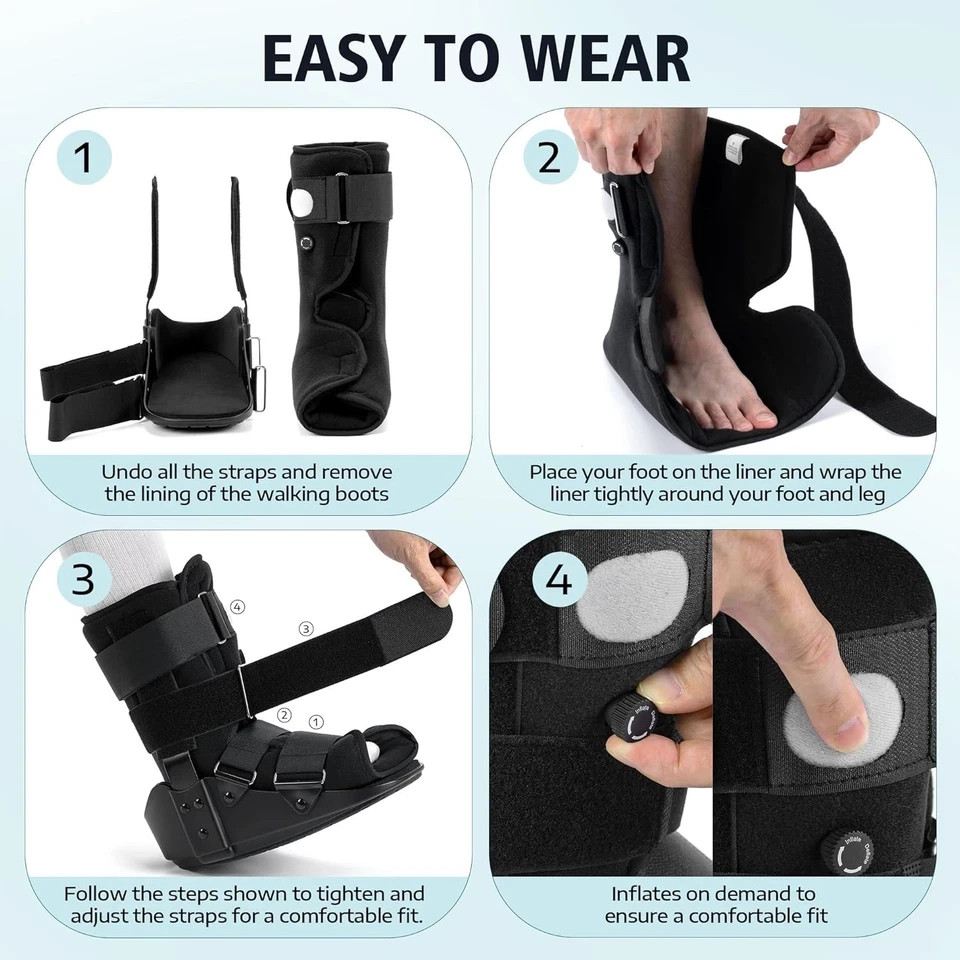 Advanced Walking Boot for Ankle Injuries Adjustable Air Splint Size Medium 6-10
