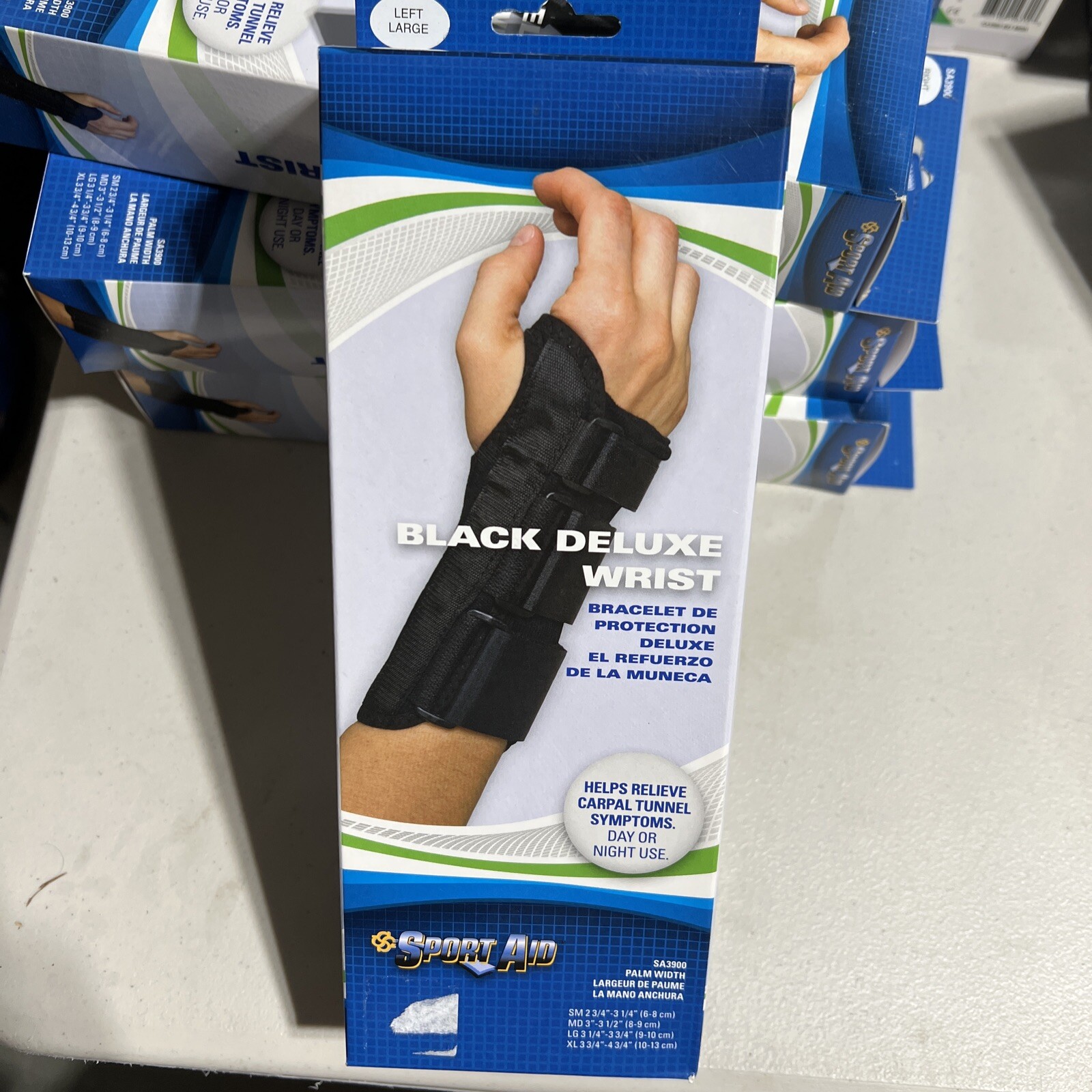 Sport Aid Black Deluxe Wrist Large Left 1 Each