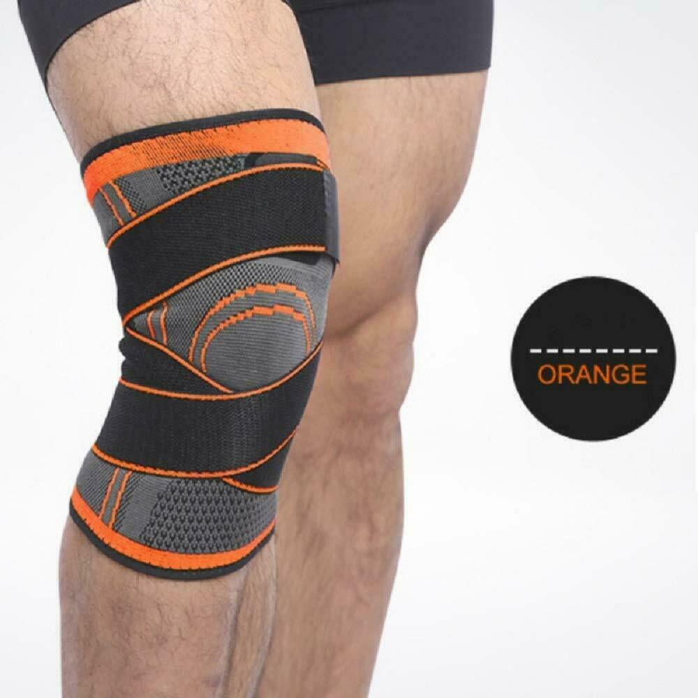 Knee Brace Compression Sleeve Support DCF Cross Wraps Anti-Slip 1 Leg (Orange-A)