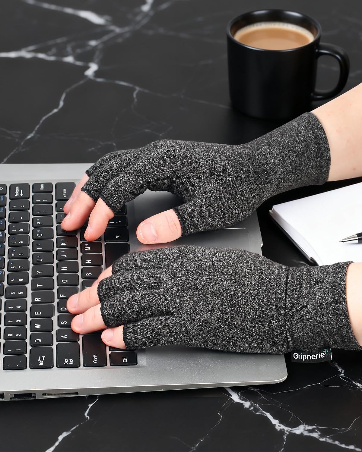 2 Pairs Fingerless Arthritis Compression Gloves for Women & Men – Open Finger…