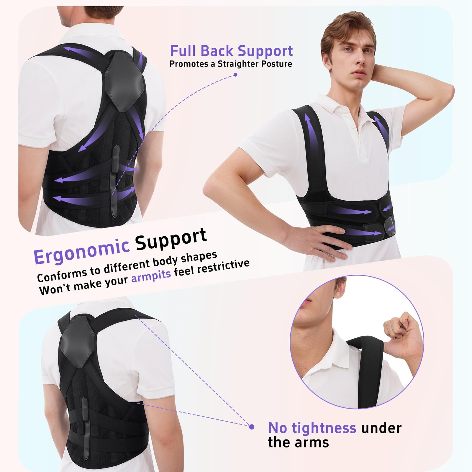 Posture Corrector for Women and Men,Back Brace Small, Black
