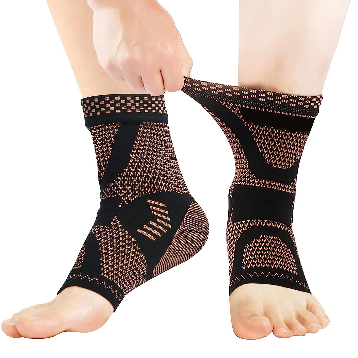 Copper Ankle Support Brace Functional Compression Sleeve Socks Foot Pain Relief