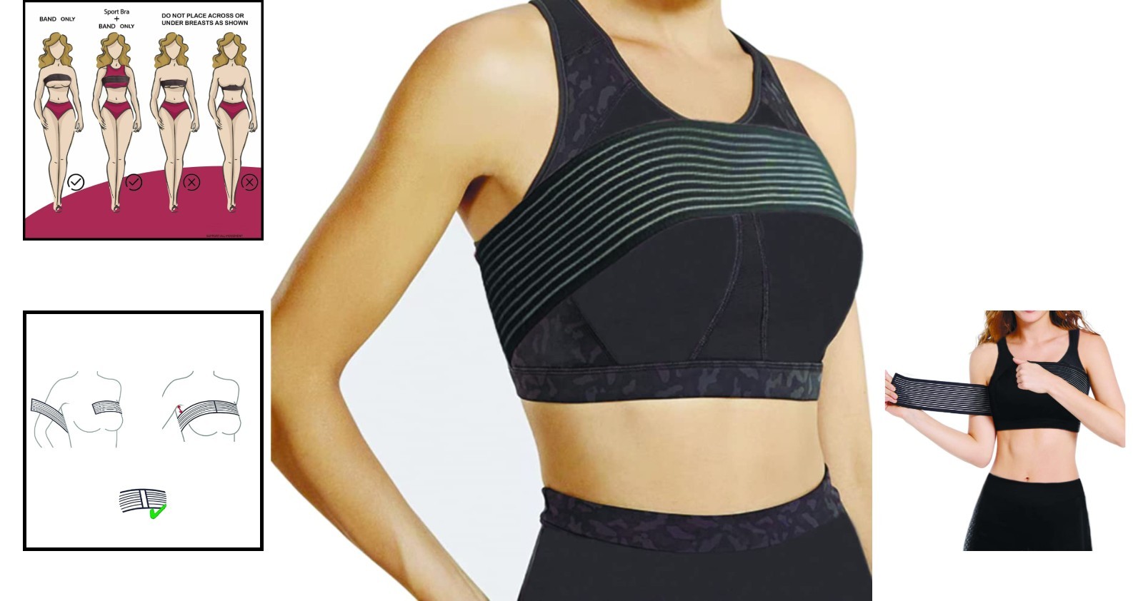 Lightweight Black Breast Support Band – Post-Surgical Compression, Large Size