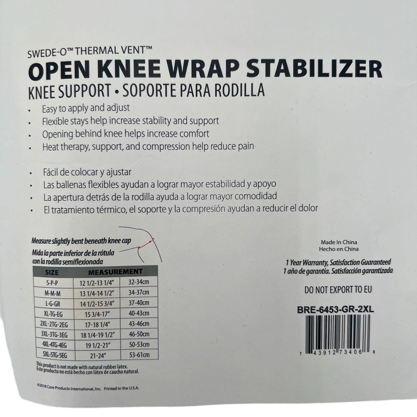 Open Knee Wrap Stabilizer – Gray – Thermal Vent – Flexible – 2XL