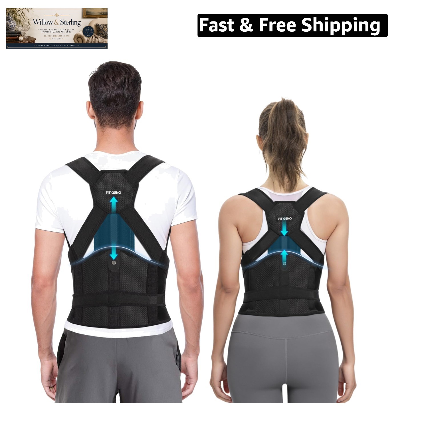 Posture Corrector for Women and Men HeightFit: Patented Height Adjustable Bac…