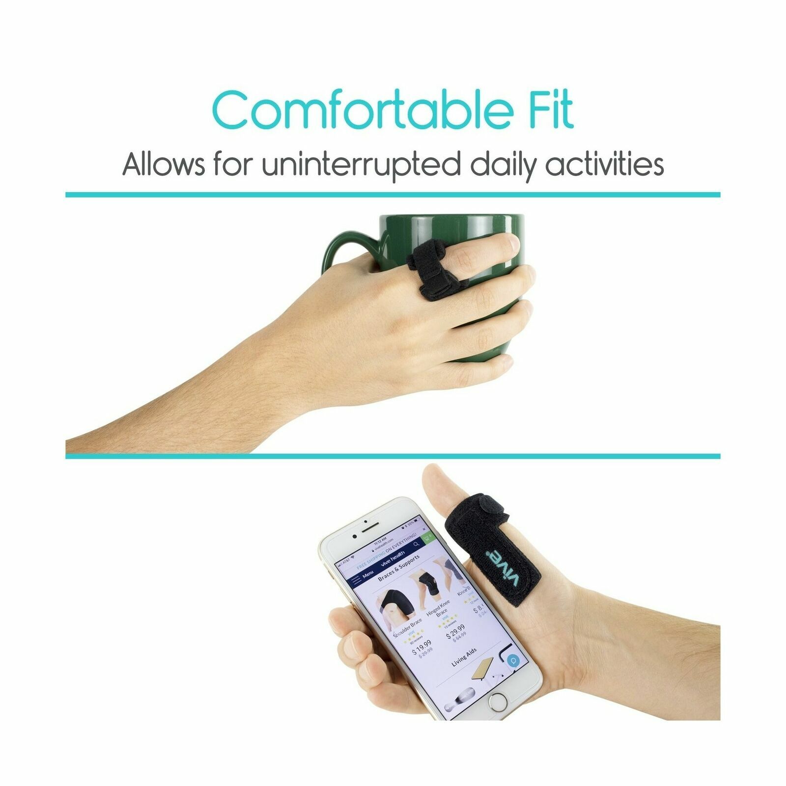 Vive Trigger Finger Splint-Support Brace for Straightening Curved, Bent, ADJUST.