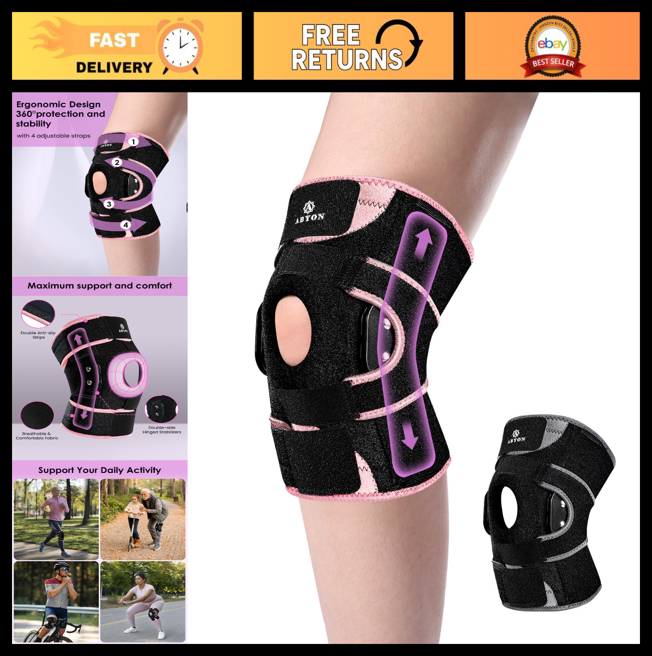 Adjustable Hinged Knee Brace for Men & Women – ACL/MCL Pain Relief, Arthritis Su