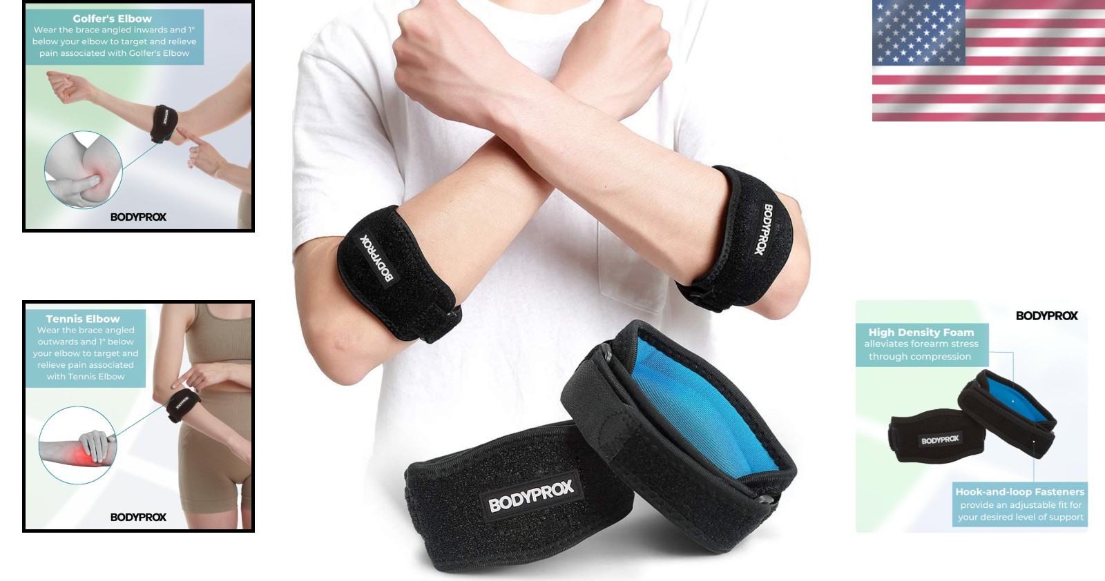 Versatile Elbow Braces 2 Pack for Pain Relief from Tennis & Golf Injuries