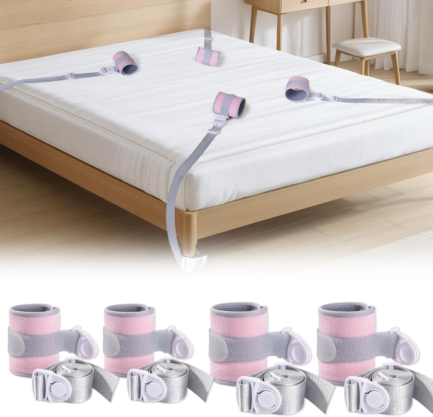 4 X edical restraints with quick-release buckles, hospital limb fixators