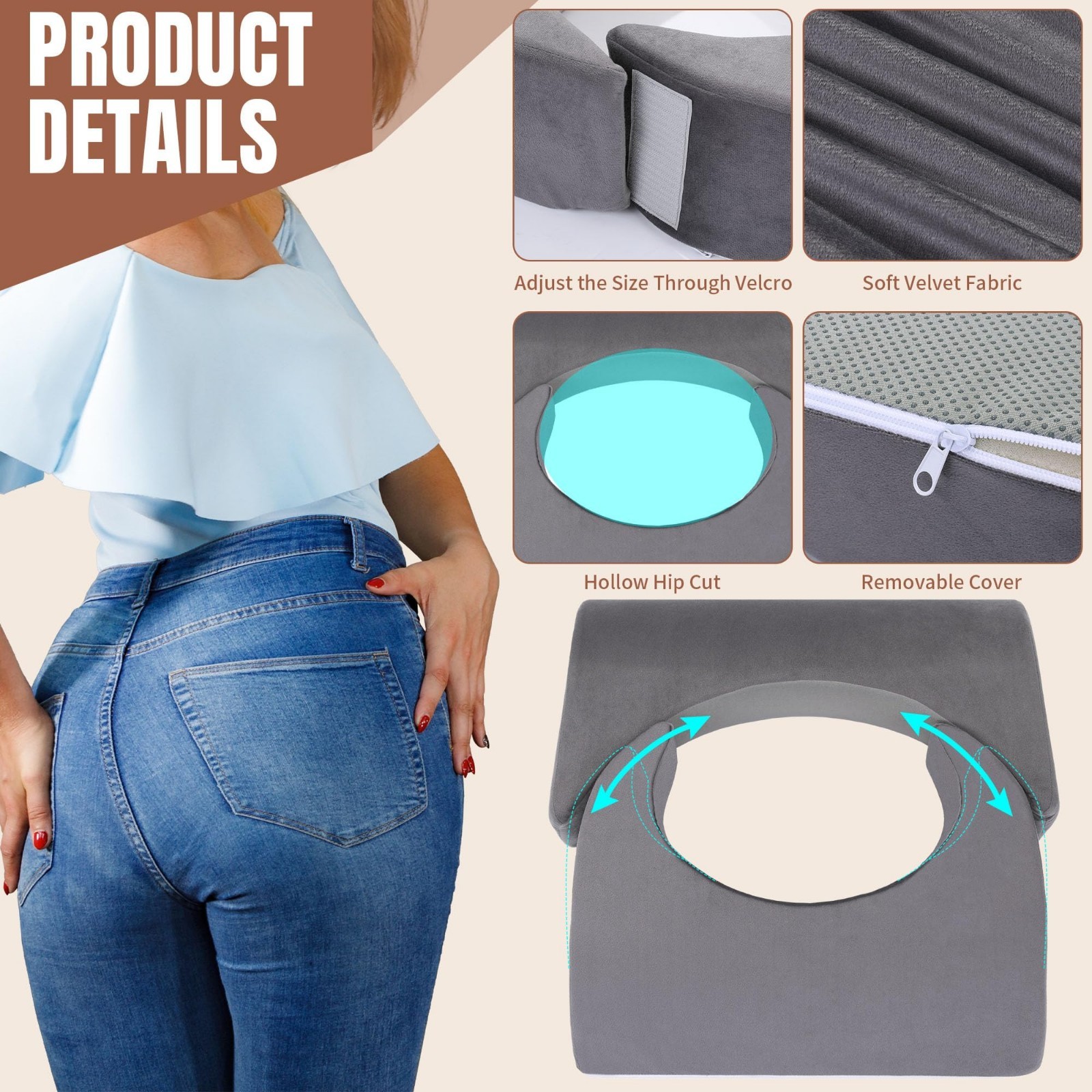 Adjustable BBL Pillow for Post Surgery Recovery | High Density Foam Butt Support